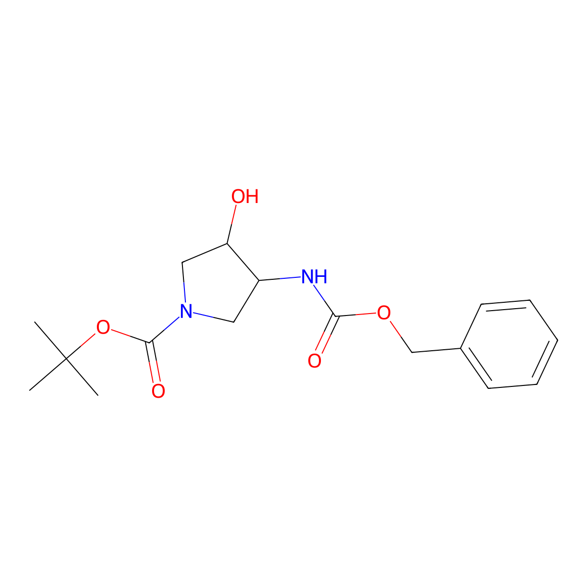 Tert-butyl 3-(benzyloxycarbonylamino)-4-hydroxy-pyrrolidine-1-carboxylate molecular structure, CAS 288083-65-8