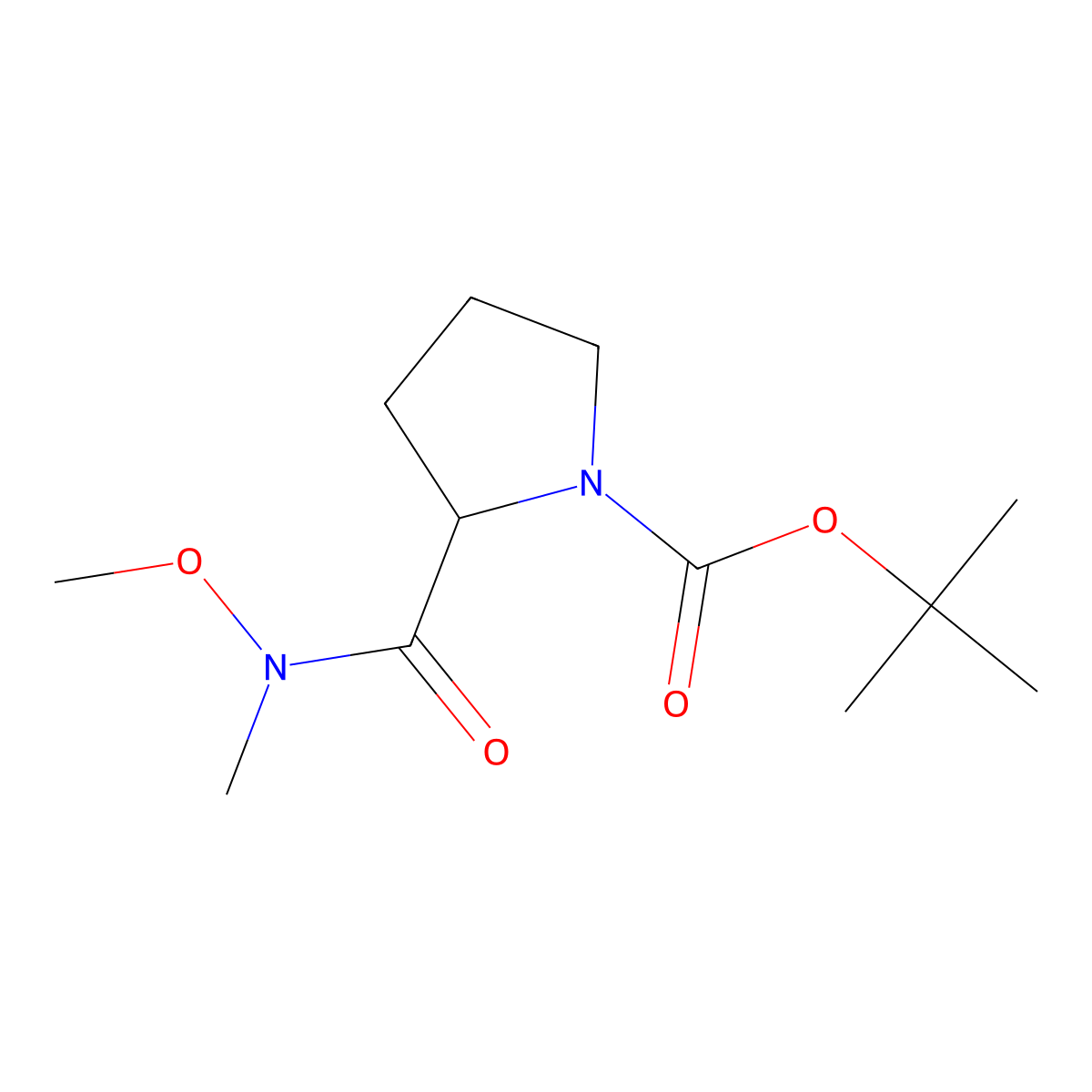 (R)-Tert-butyl 2-(methoxy(methyl)carbamoyl)pyrrolidine-1-carboxylate molecular structure, CAS 288086-98-6