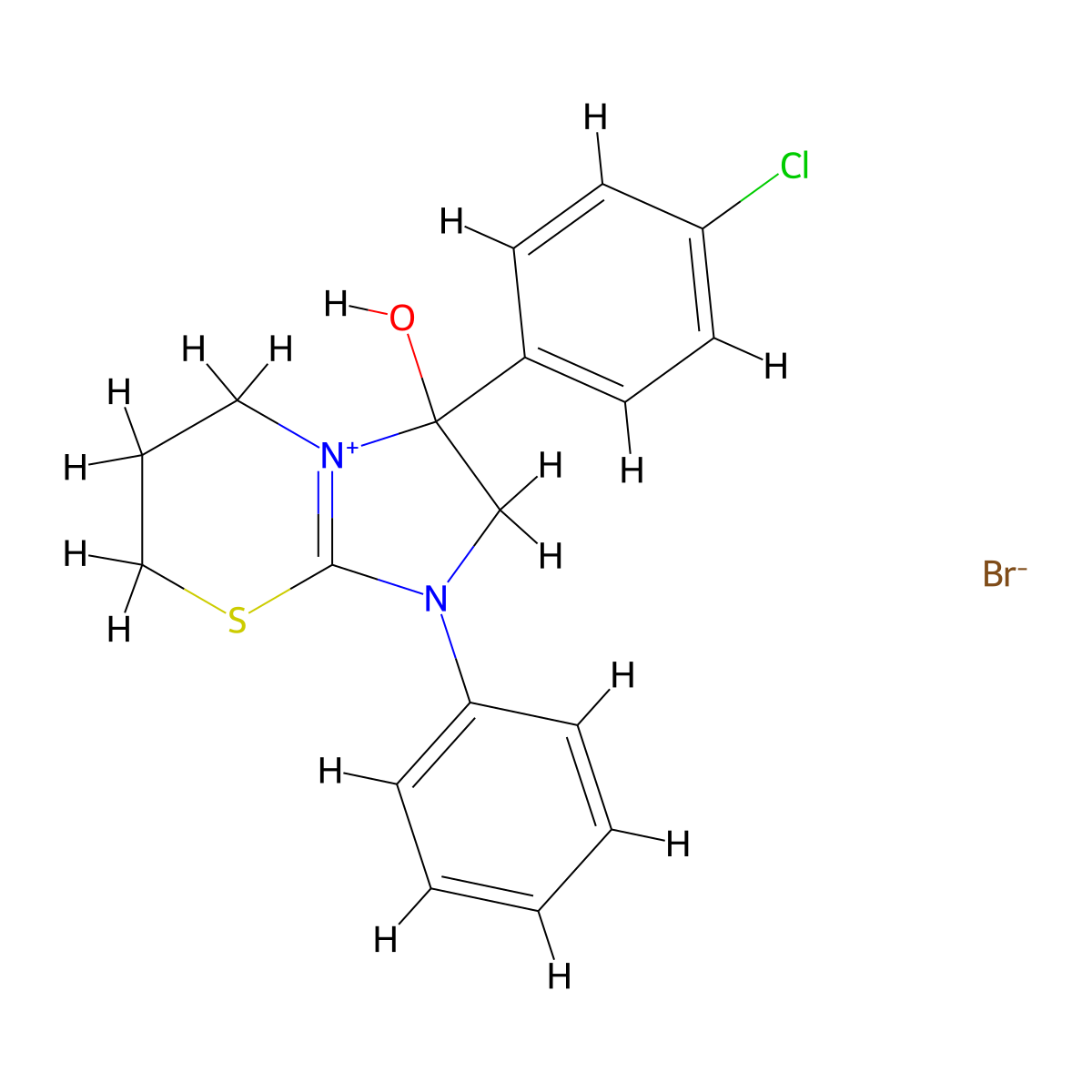 3-(4-chlorophenyl)-3-hydroxy-1-phenyl-2H,3H,5H,6H,7H-1lambda5-imidazo[2,1-b][1,3]thiazin-1-ylium bromide molecular structure, CAS 288090-56-2