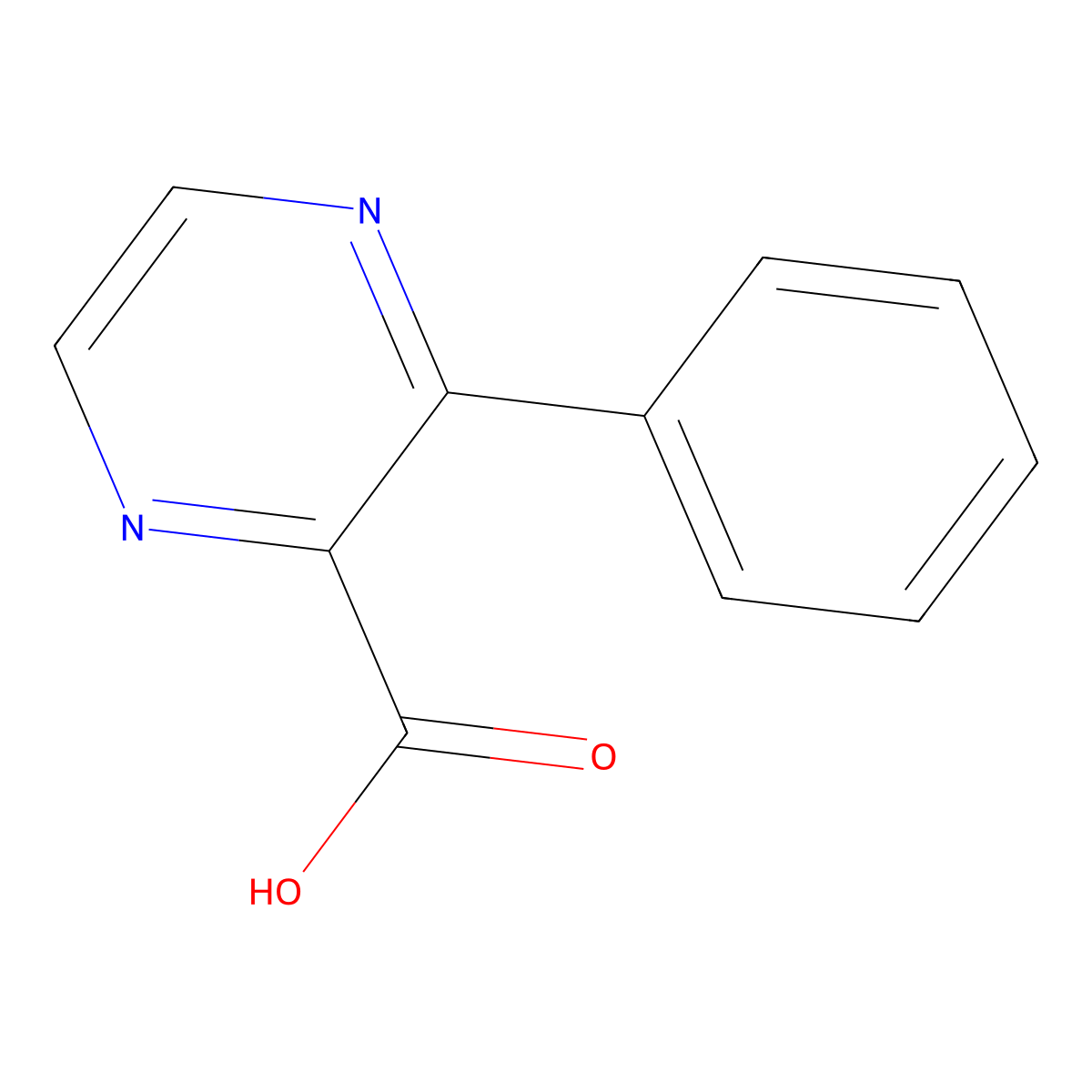 3-Phenyl-2-pyrazinecarboxylic acid molecular structure, CAS 2881-85-8