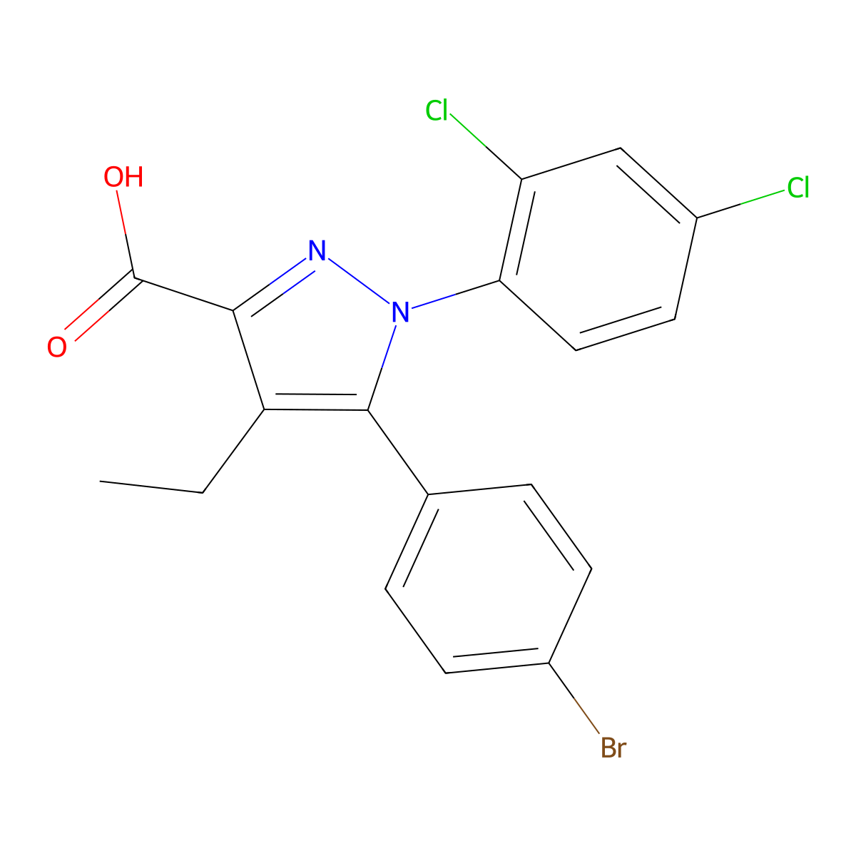 5-(4-Bromophenyl)-1-(2,4-dichlorophenyl)-4-ethyl-1h-pyrazole-3-carboxylic acid molecular structure, CAS 288104-81-4