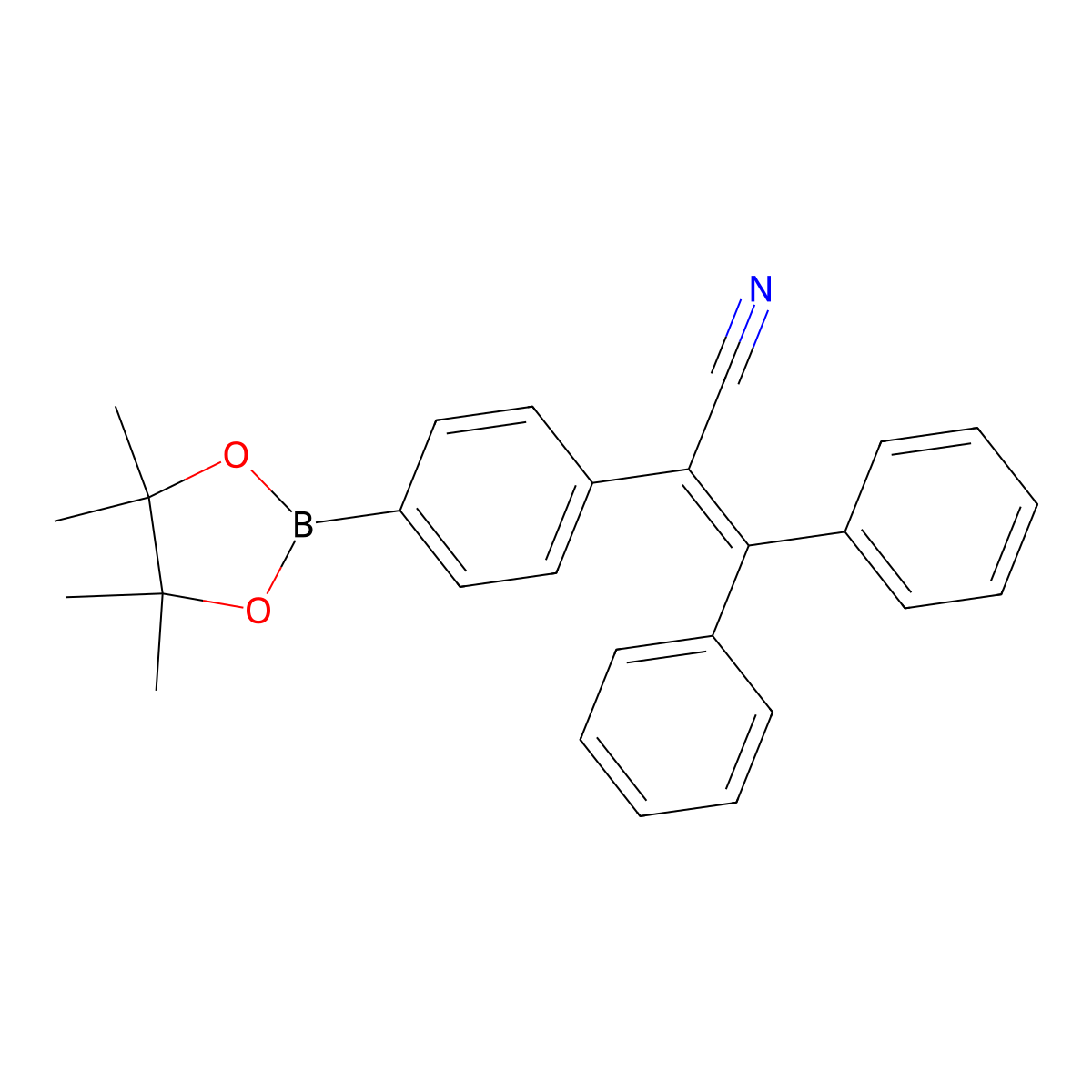 3,3-Diphenyl-2-(4-(4,4,5,5-tetramethyl-1,3,2-dioxaborolan-2-yl)phenyl)acrylonitrile molecular structure, CAS 288105-07-7