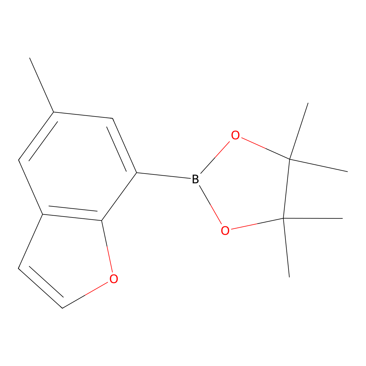 4,4,5,5-Tetramethyl-2-(5-methyl-1-benzofuran-7-yl)-1,3,2-dioxaborolane molecular structure, CAS 2881064-03-3