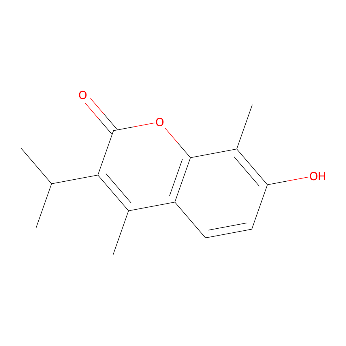 7-hydroxy-3-isopropyl-4,8-dimethyl-2H-chromen-2-one molecular structure, CAS 28814-56-4