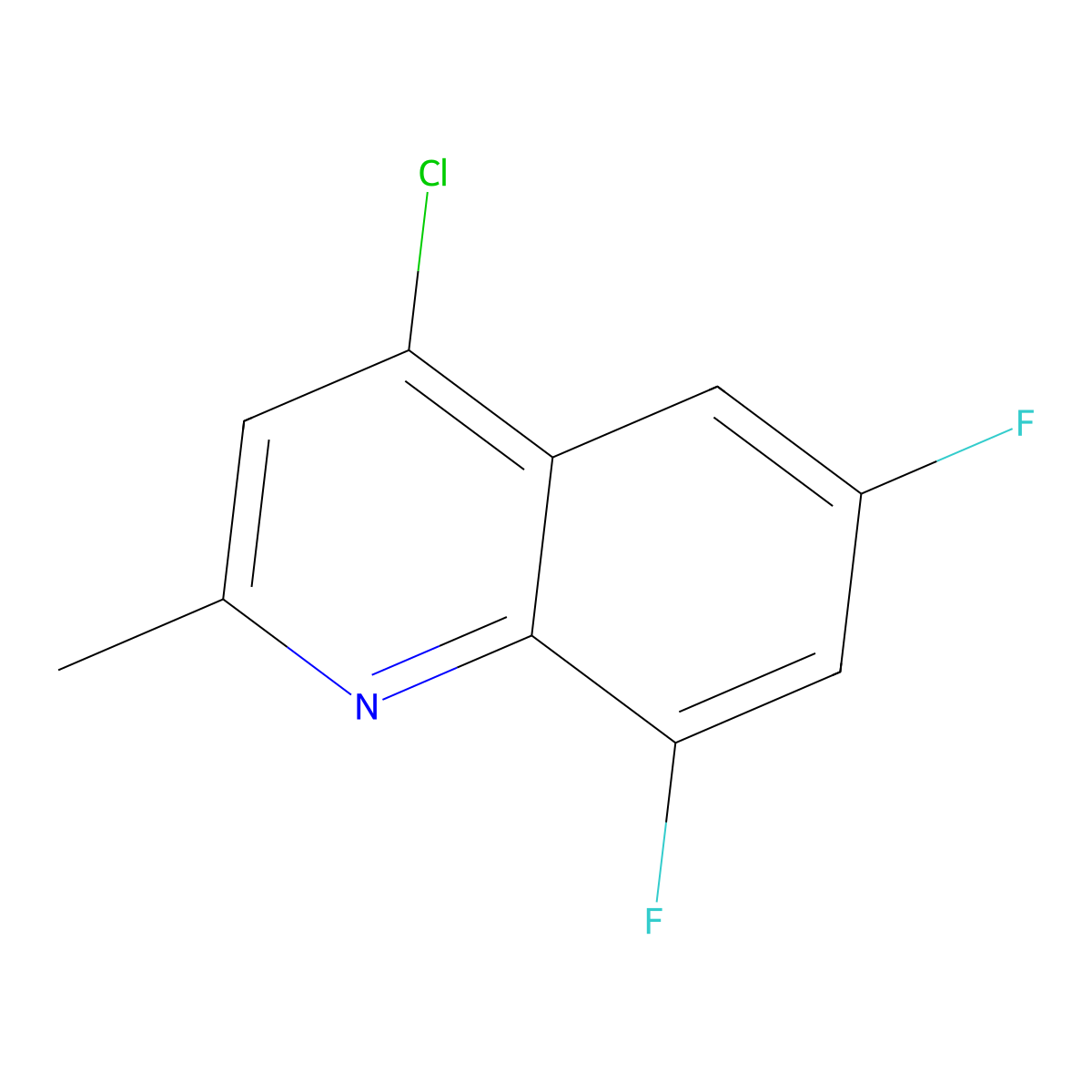 4-Chloro-6,8-difluoro-2-methylquinoline molecular structure, CAS 288151-31-5