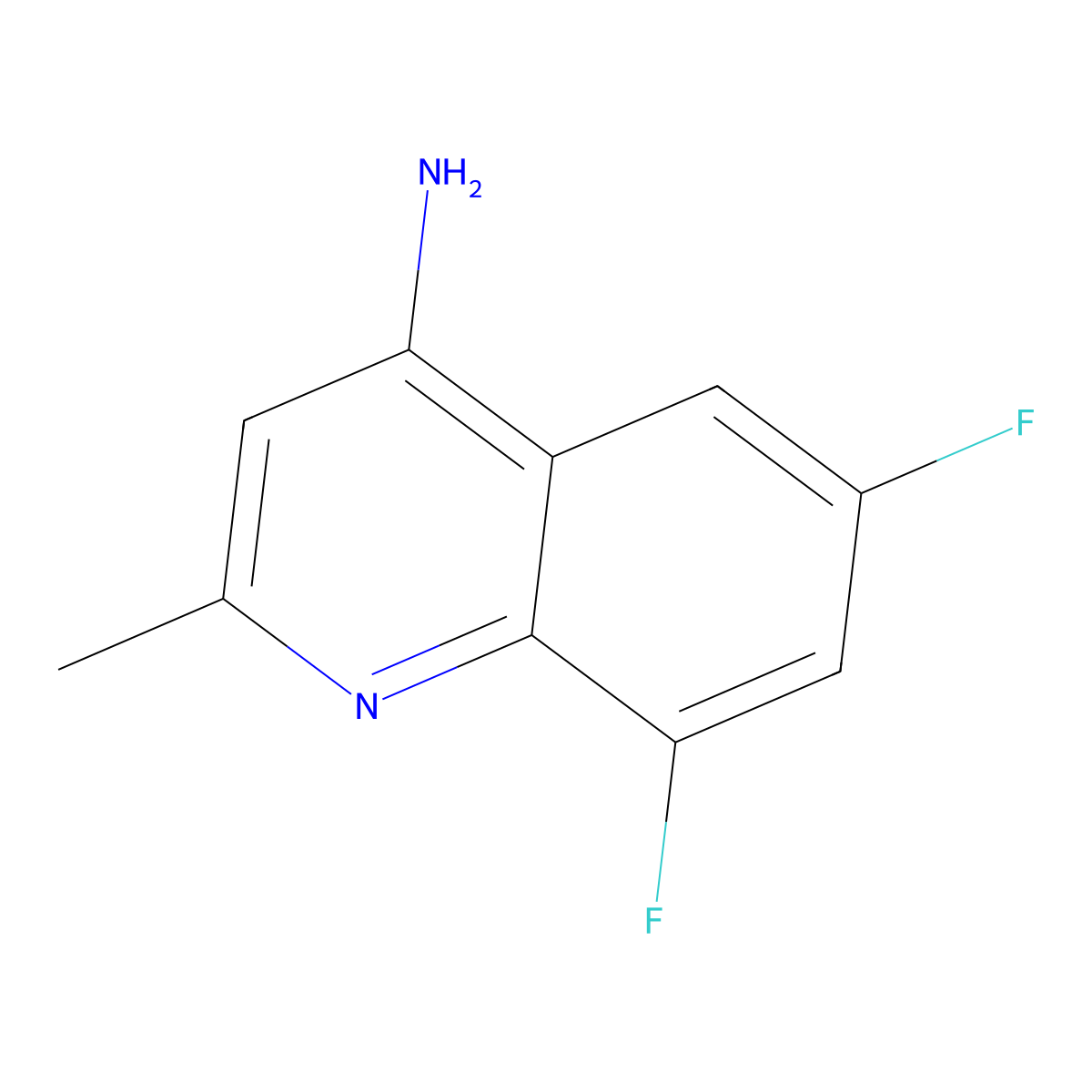 6,8-Difluoro-2-methylquinolin-4-amine molecular structure, CAS 288151-32-6