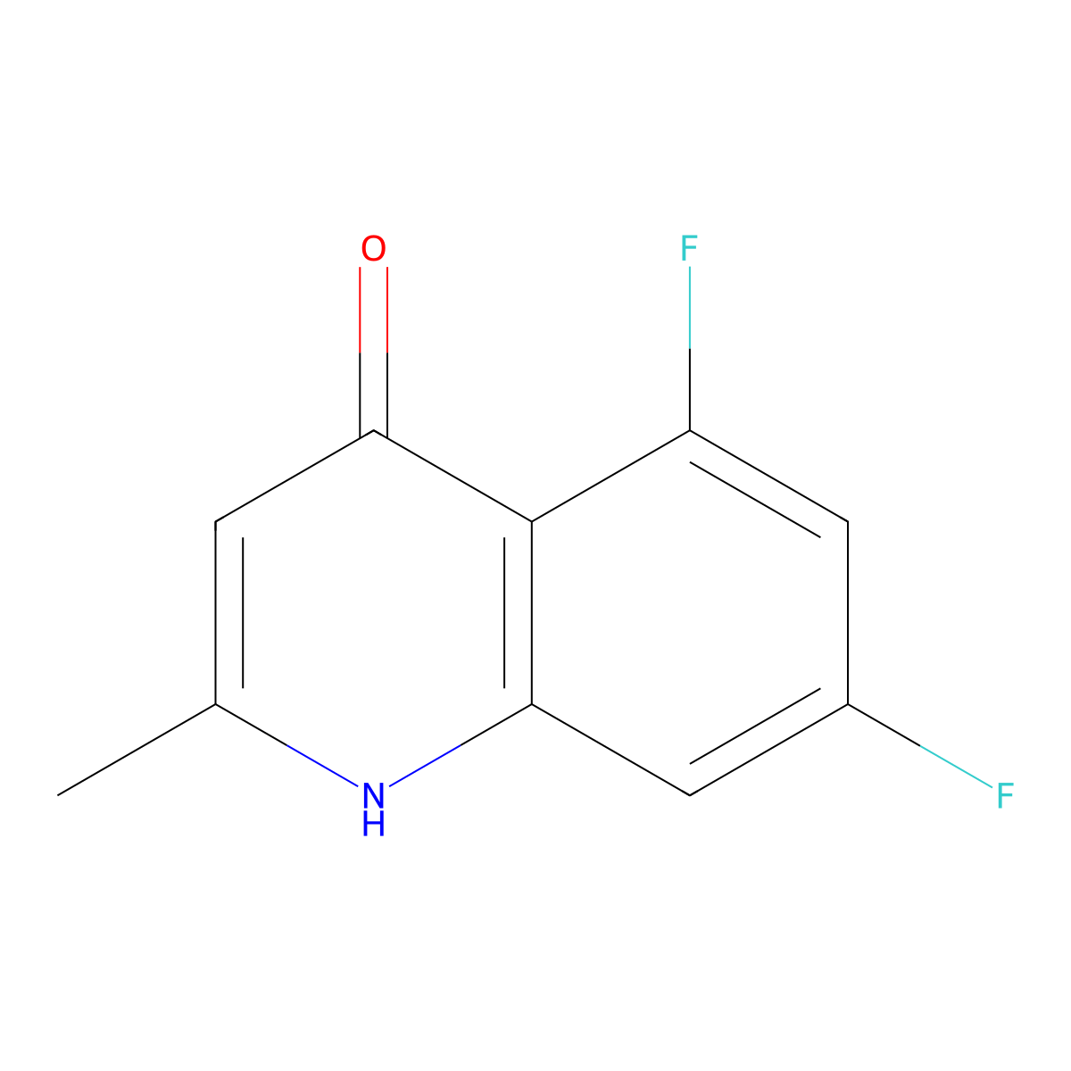 5,7-Difluoro-4-hydroxy-2-methyl-quinoline molecular structure, CAS 288151-40-6