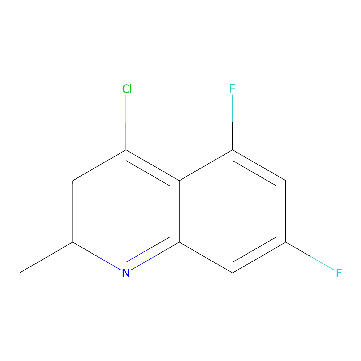 4-Chloro-5,7-difluoro-2-methylquinoline molecular structure, CAS 288151-41-7