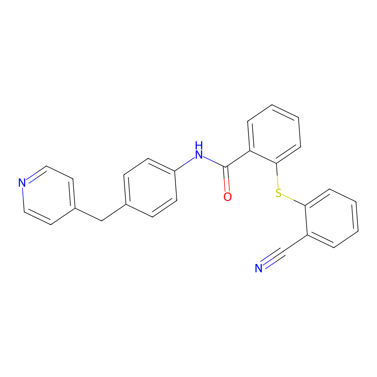 2-(2-cyanophenyl)sulfanyl-N-[4-(pyridin-4-ylmethyl)phenyl]benzamide molecular structure, CAS 288154-59-6