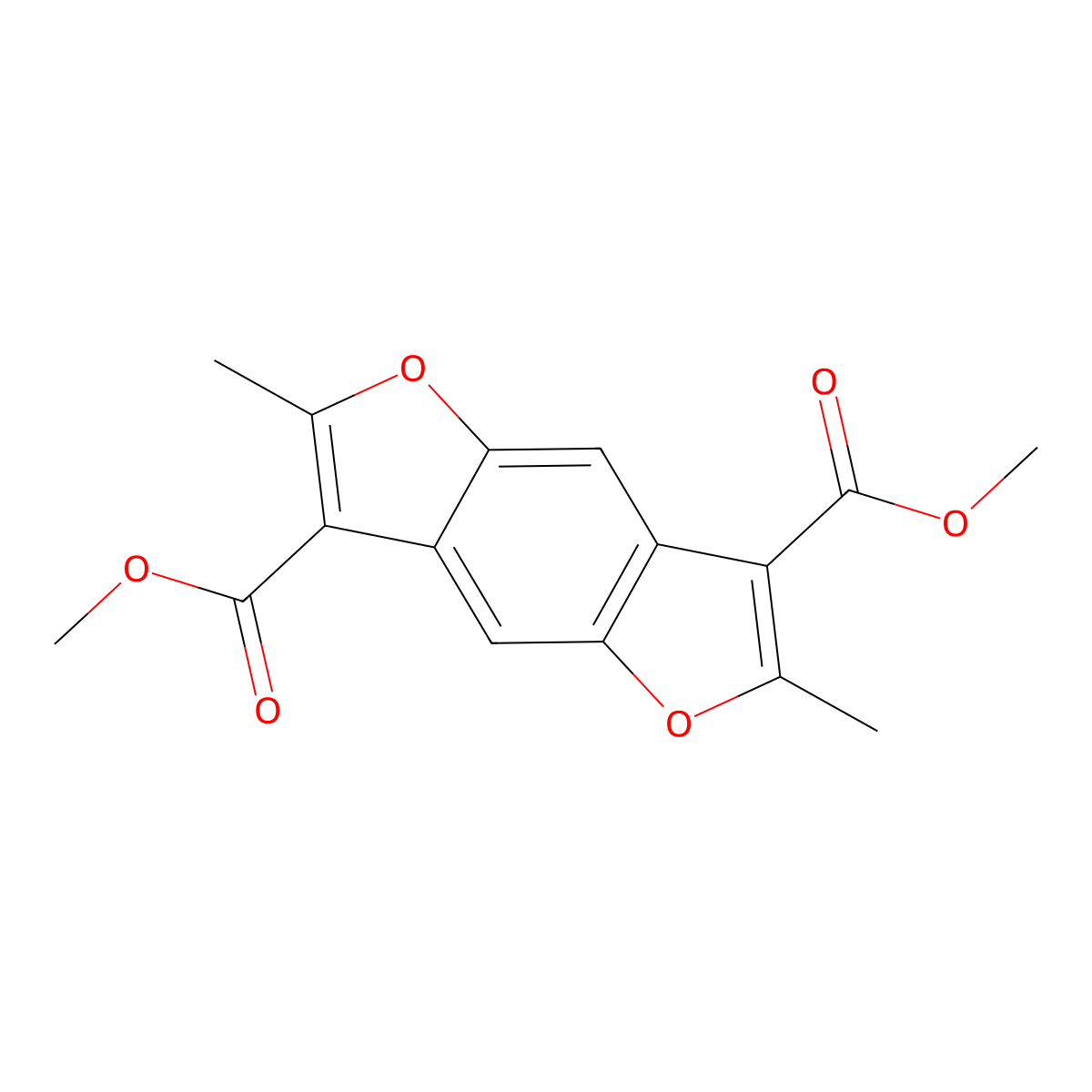 Dimethyl 2,6-dimethylfuro[2,3-f][1]benzofuran-3,7-dicarboxylate molecular structure, CAS 288154-70-1