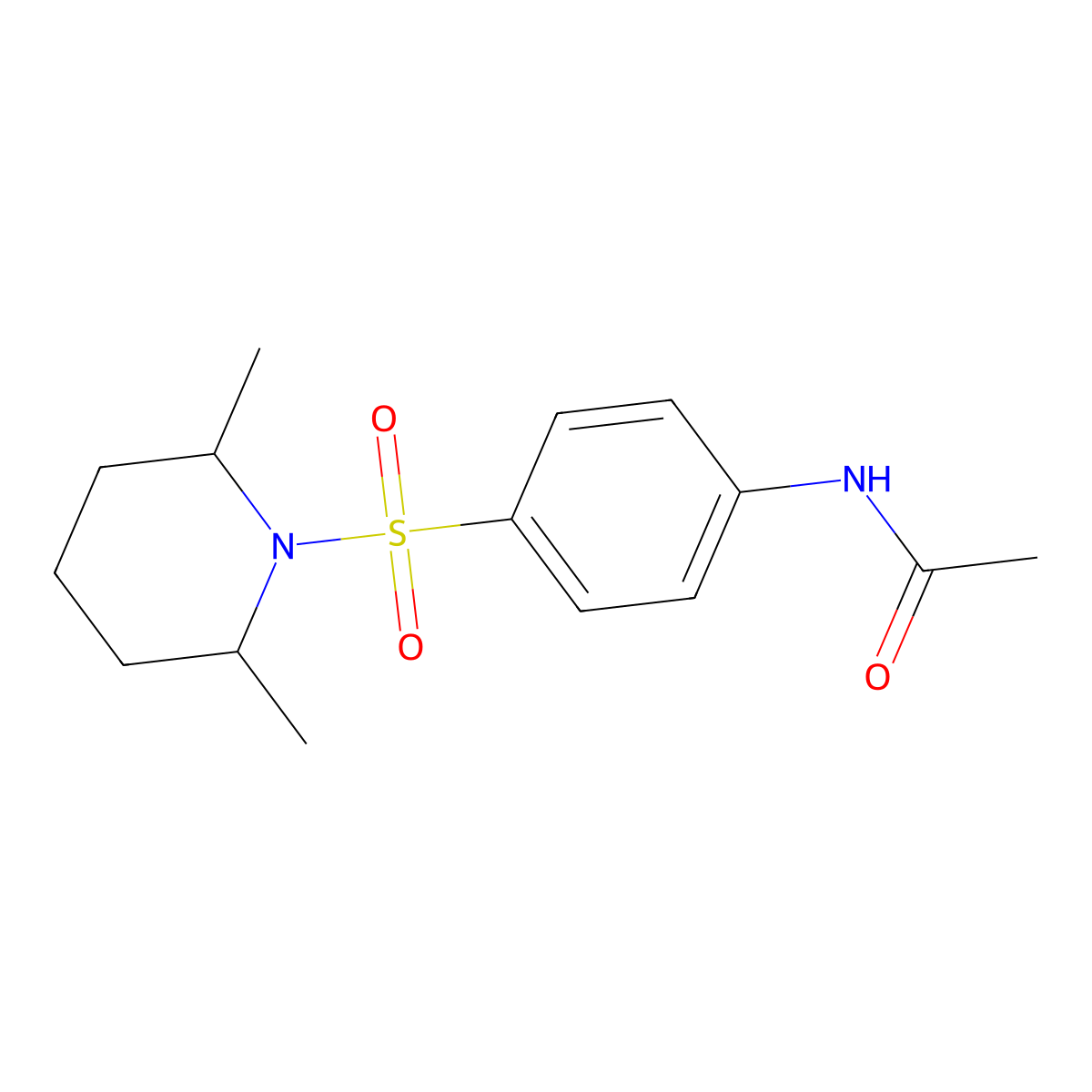 N-{4-[(2,6-dimethylpiperidin-1-yl)sulfonyl]phenyl}acetamide molecular structure, CAS 288154-79-0