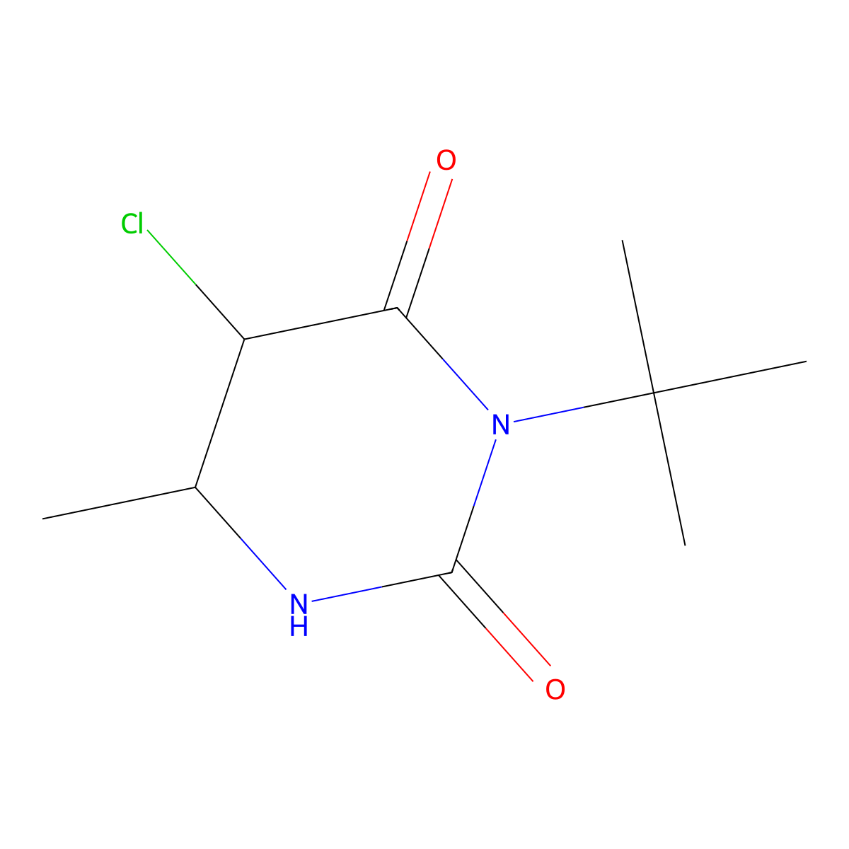 3-Tert-butyl-5-chloro-6-methyldihydro-2,4(1H,3H)-pyrimidinedione molecular structure, CAS 288154-80-3