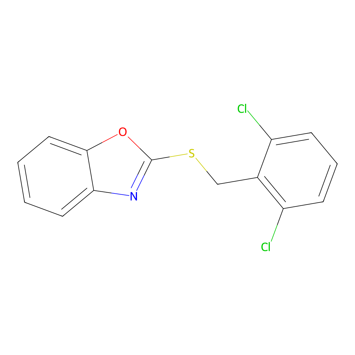 2-[(2,6-Dichlorobenzyl)sulfanyl]-1,3-benzoxazole molecular structure, CAS 288155-00-0