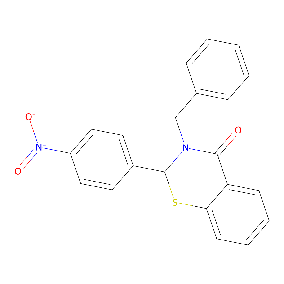 3-Benzyl-2-(4-nitrophenyl)-2,3-dihydro-4H-1,3-benzothiazin-4-one molecular structure, CAS 288155-03-3