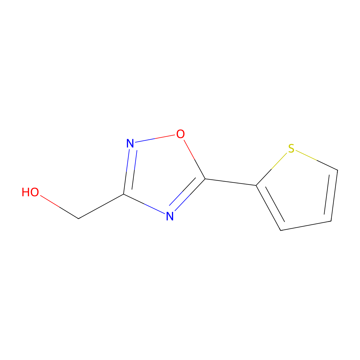 (5-Thiophen-2-yl-1,2,4-oxadiazol-3-yl)methanol molecular structure, CAS 288161-14-8