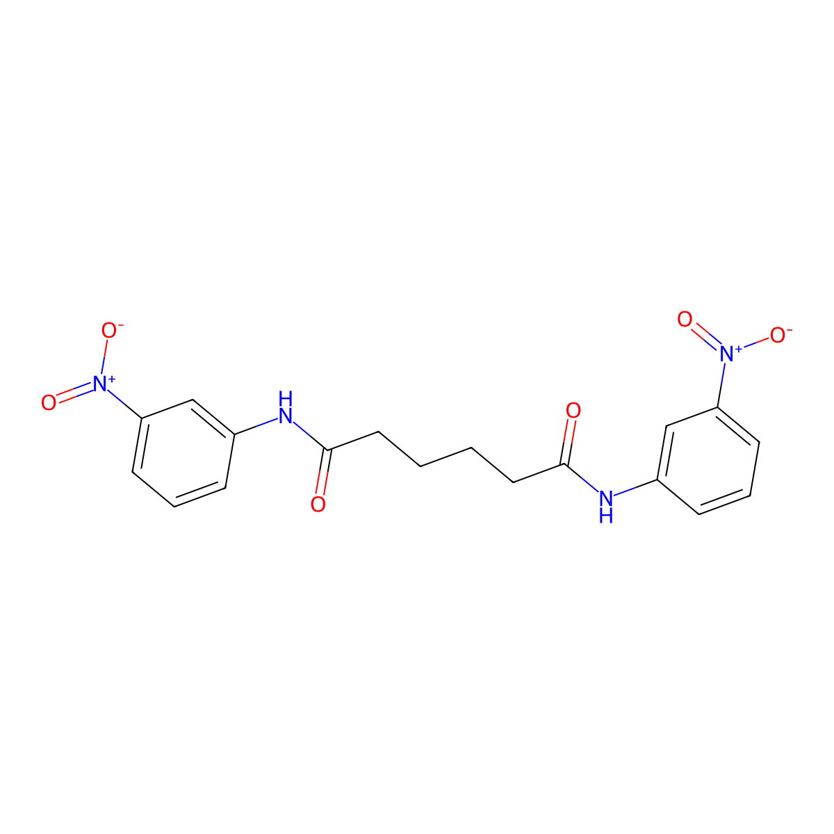 N(1),N(6)-Bis(3-nitrophenyl)hexanediamide molecular structure, CAS 28819-88-7
