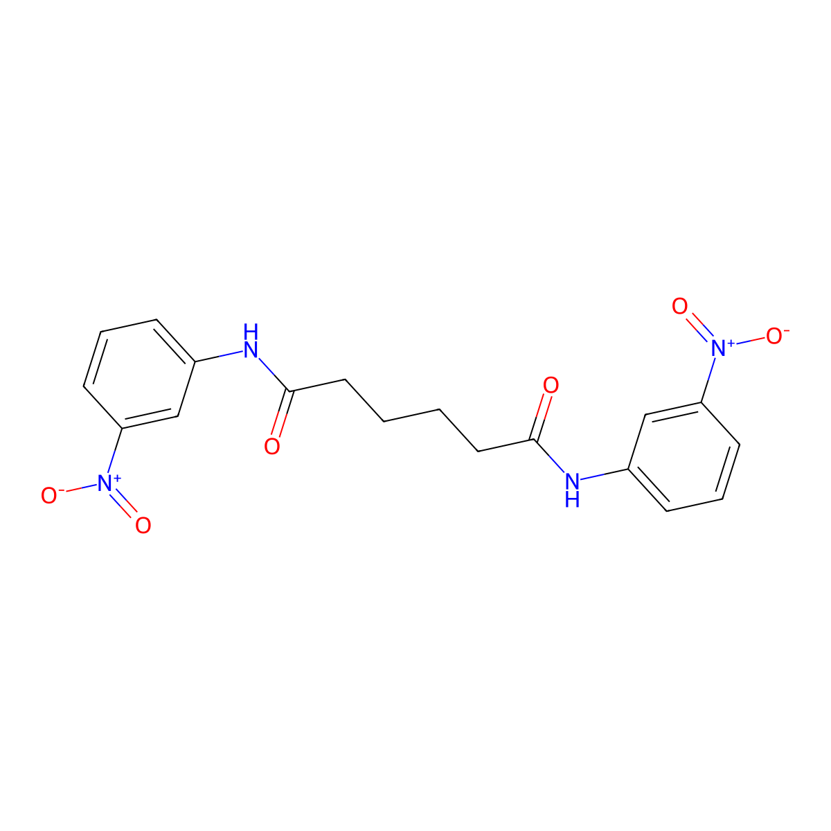 N(1),N(6)-Bis(3-nitrophenyl)hexanediamide molecular structure, CAS 28819-88-7