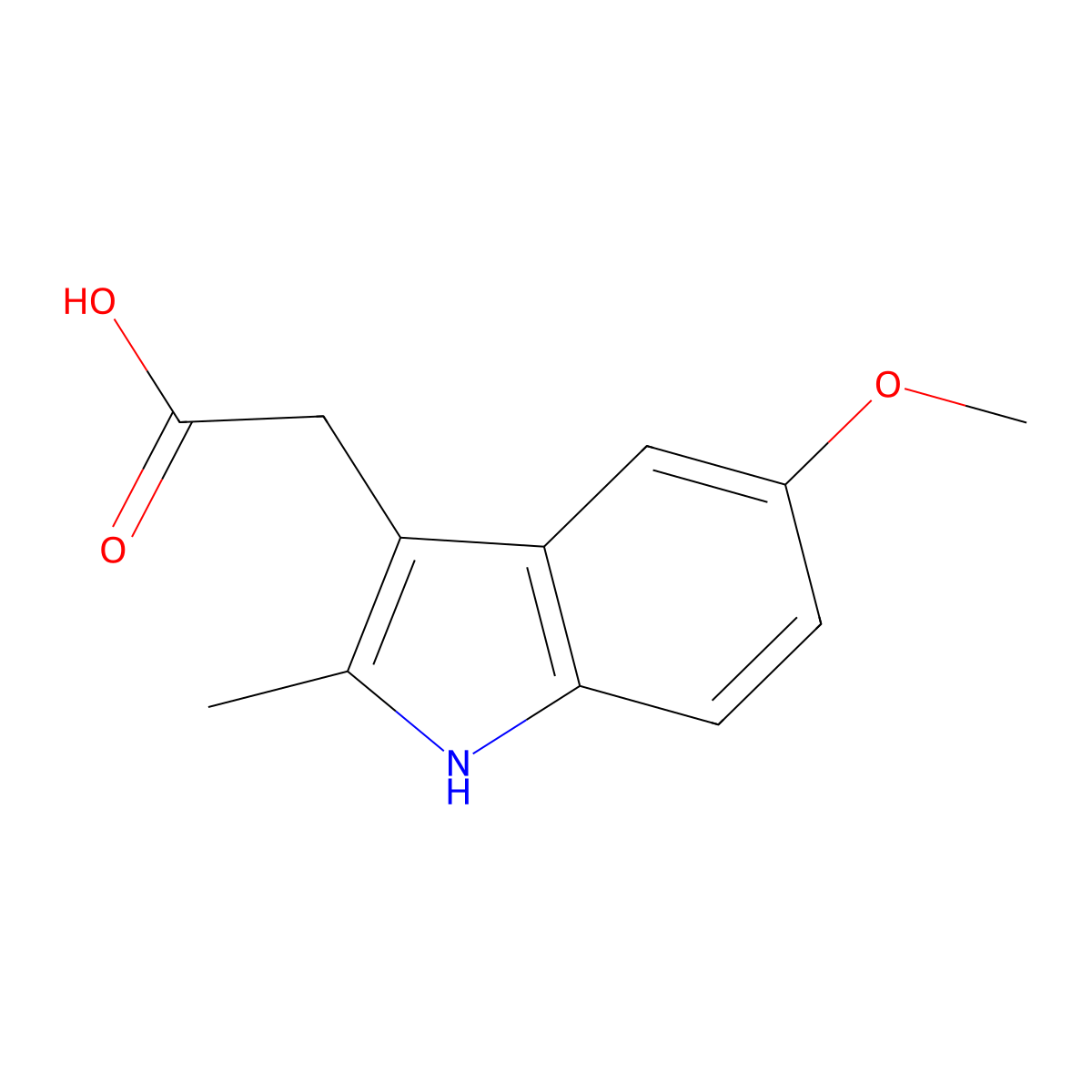 5-Methoxy-2-methylindole-3-acetic acid molecular structure, CAS 2882-15-7