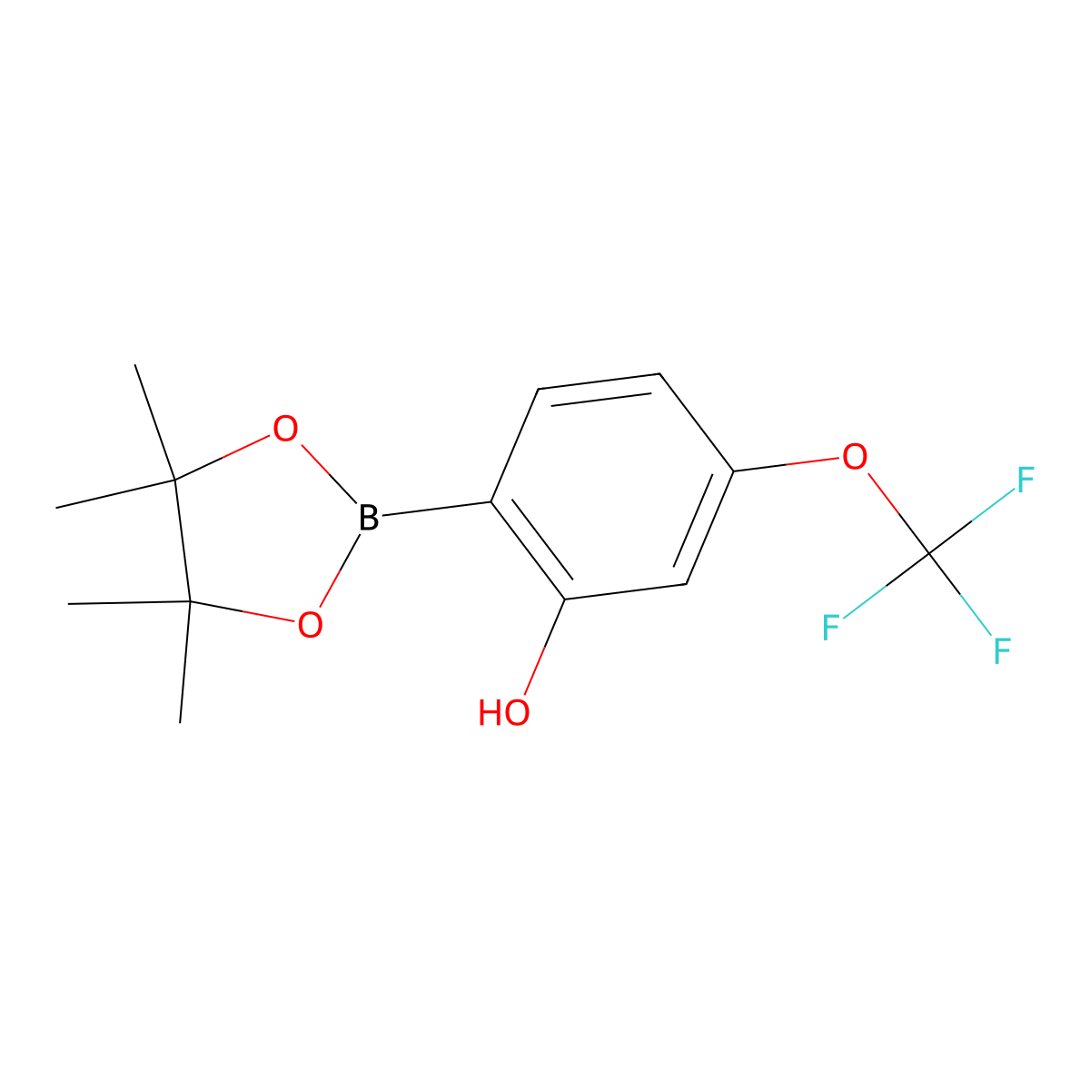 2-(Tetramethyl-1,3,2-dioxaborolan-2-yl)-5-(trifluoromethoxy)phenol molecular structure, CAS 2882067-57-2