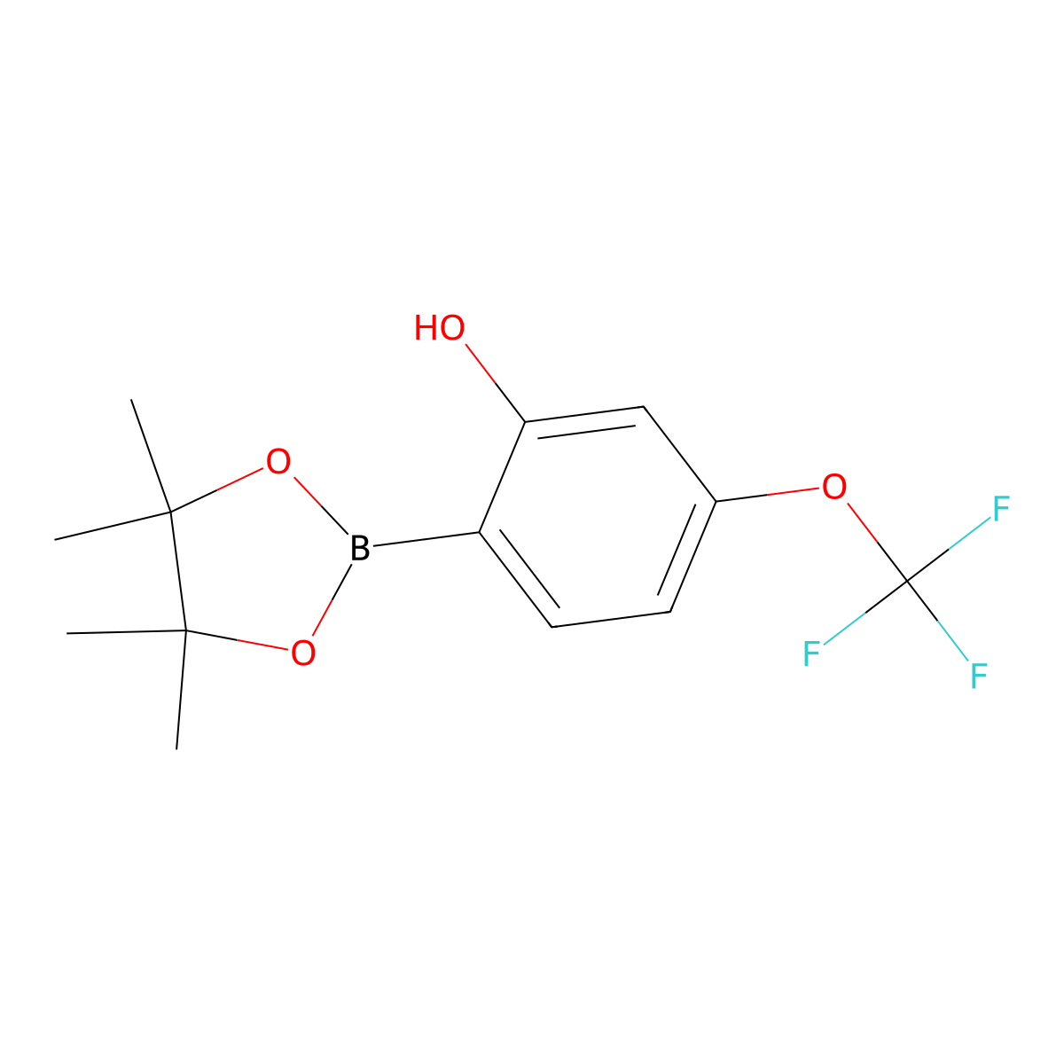 2-(Tetramethyl-1,3,2-dioxaborolan-2-yl)-5-(trifluoromethoxy)phenol molecular structure, CAS 2882067-57-2