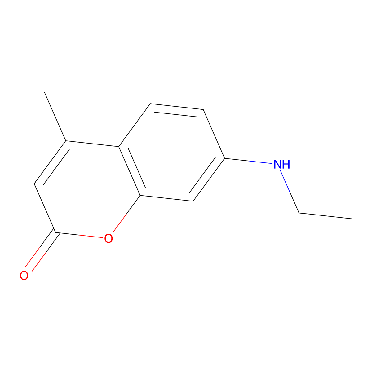 2H-1-Benzopyran-2-one, 7-(ethylamino)-4-methyl- molecular structure, CAS 28821-18-3