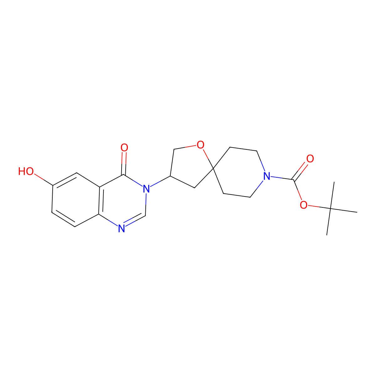 tert-butyl 3-(6-hydroxy-4-oxoquinazolin-3(4H)-yl)-1-oxa-8-azaspiro[4.5]decane-8-carboxylate molecular structure, CAS 2882167-31-7