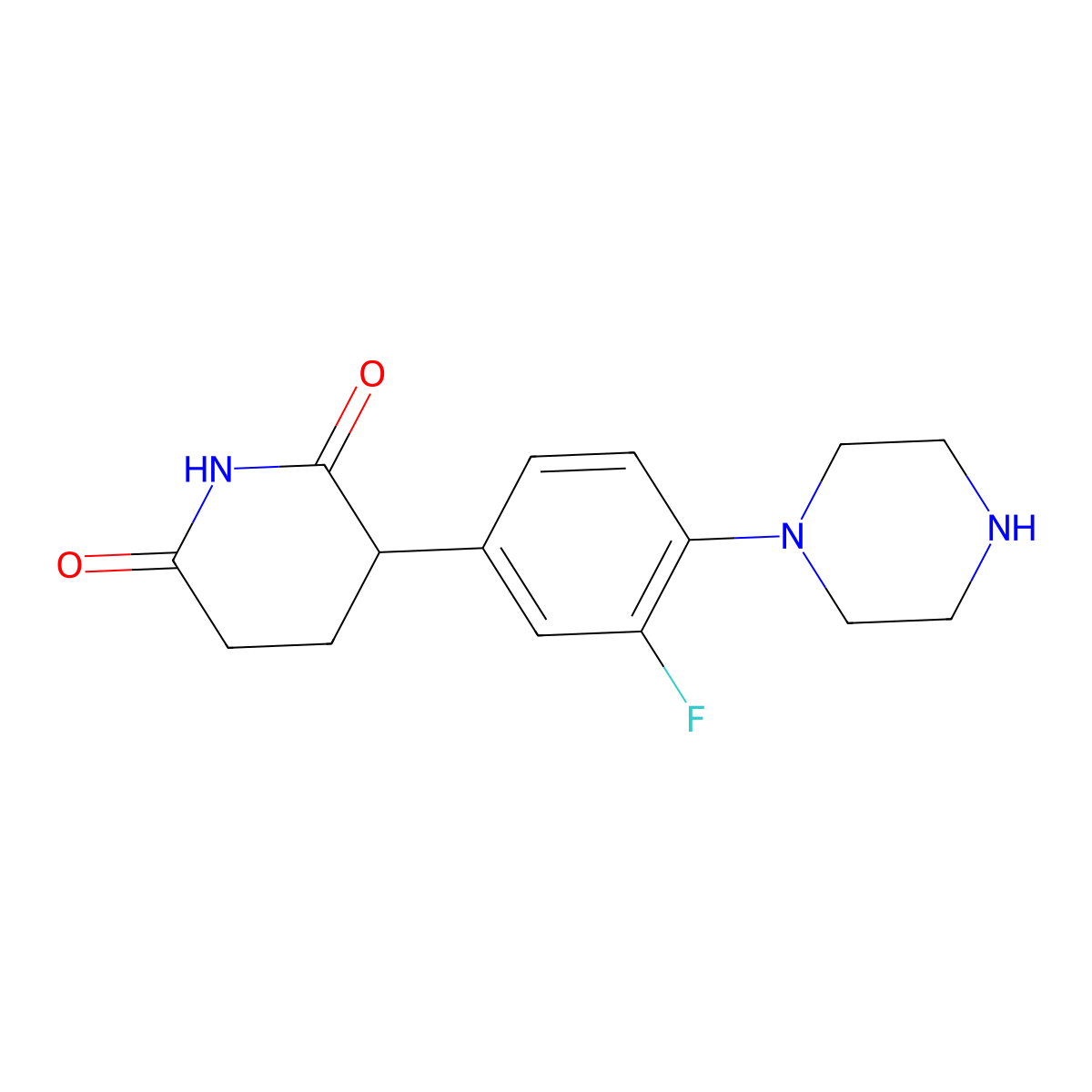 3-[3-Fluoro-4-(piperazin-1-yl)phenyl]piperidine-2,6-dione molecular structure, CAS 2882168-07-0