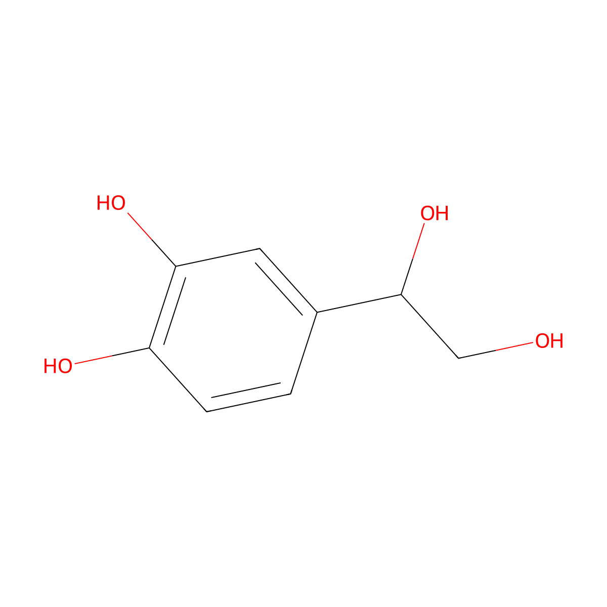 3,4-Dihydroxyphenylethyleneglycol molecular structure, CAS 28822-73-3