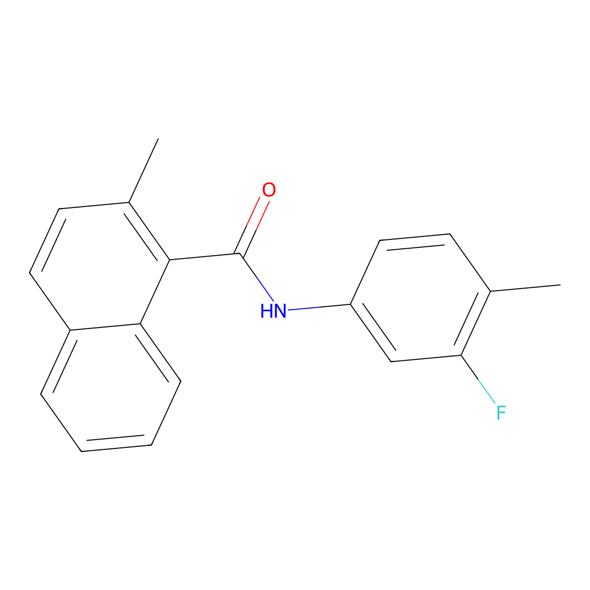 N-(3-Fluoro-4-methylphenyl)-2-methyl-1-naphthalenecarboxamide molecular structure, CAS 2882219-39-6