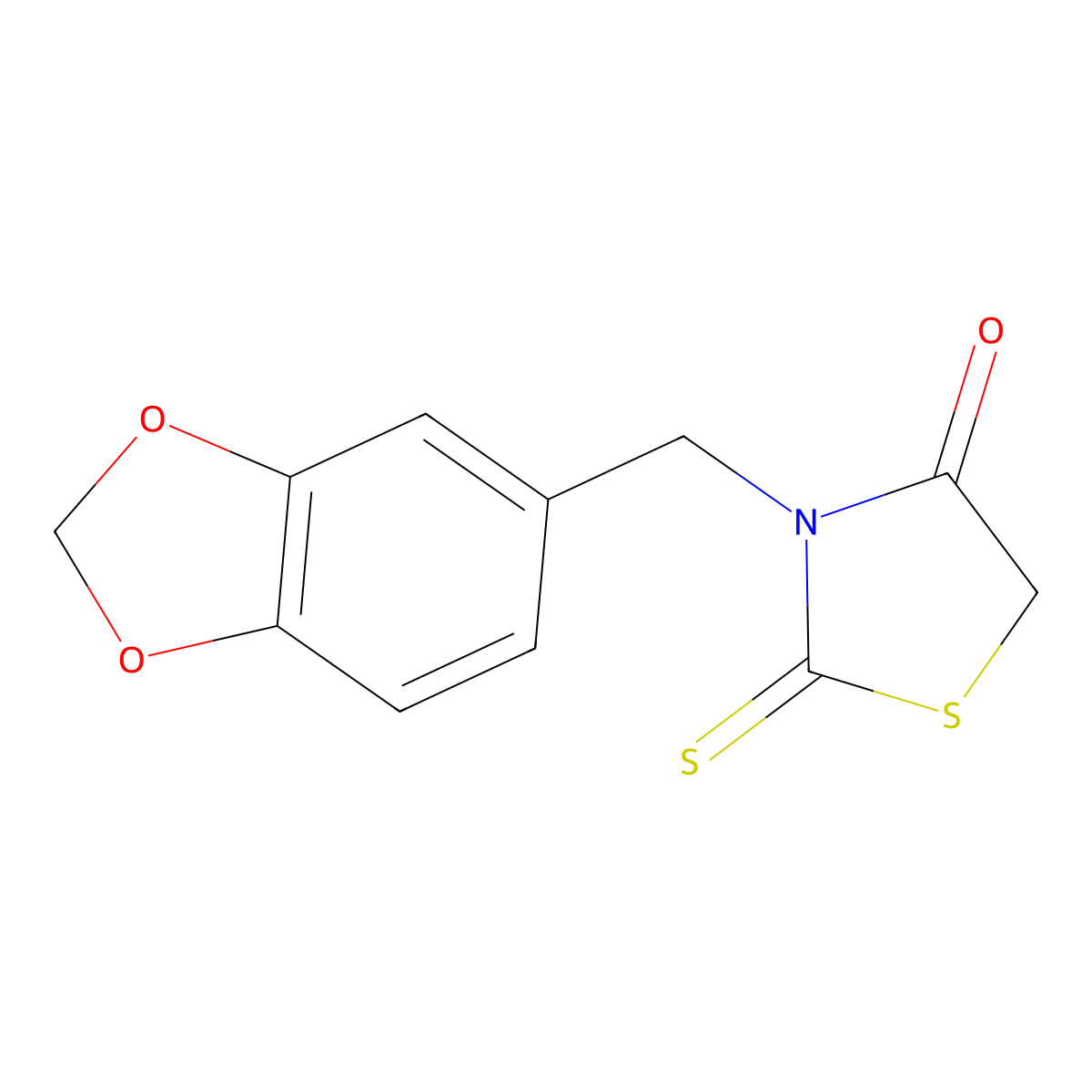 3-(1,3-Benzodioxol-5-ylmethyl)-2-thioxo-1,3-thiazolidin-4-one molecular structure, CAS 28824-73-9