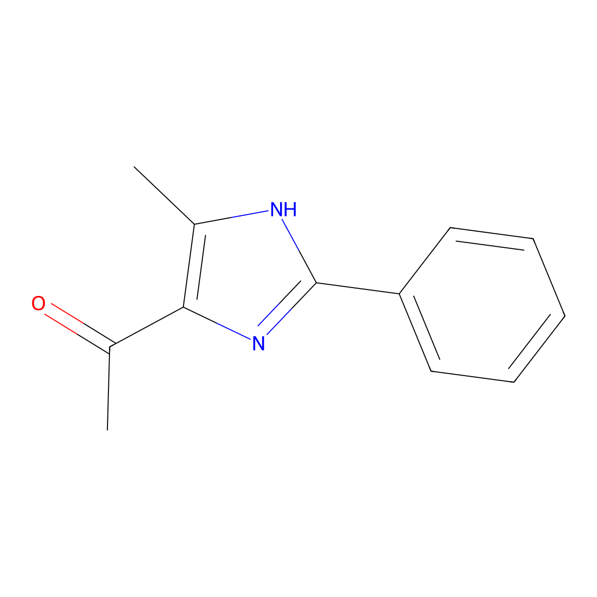 1-(5-methyl-2-phenyl-1H-imidazol-4-yl)ethan-1-one molecular structure, CAS 28824-91-1