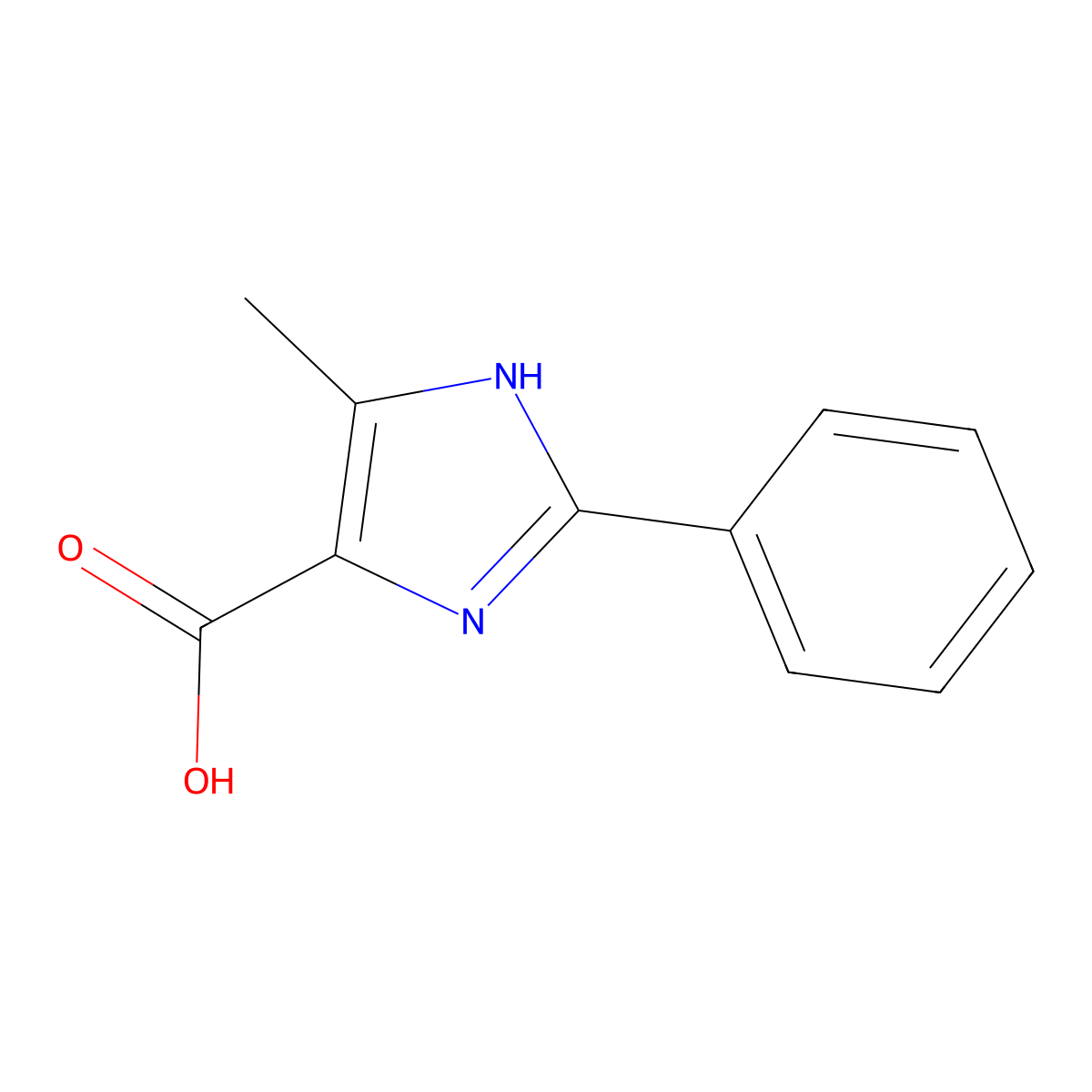 5-Methyl-2-phenyl-1H-imidazole-4-carboxylic acid molecular structure, CAS 28824-94-4