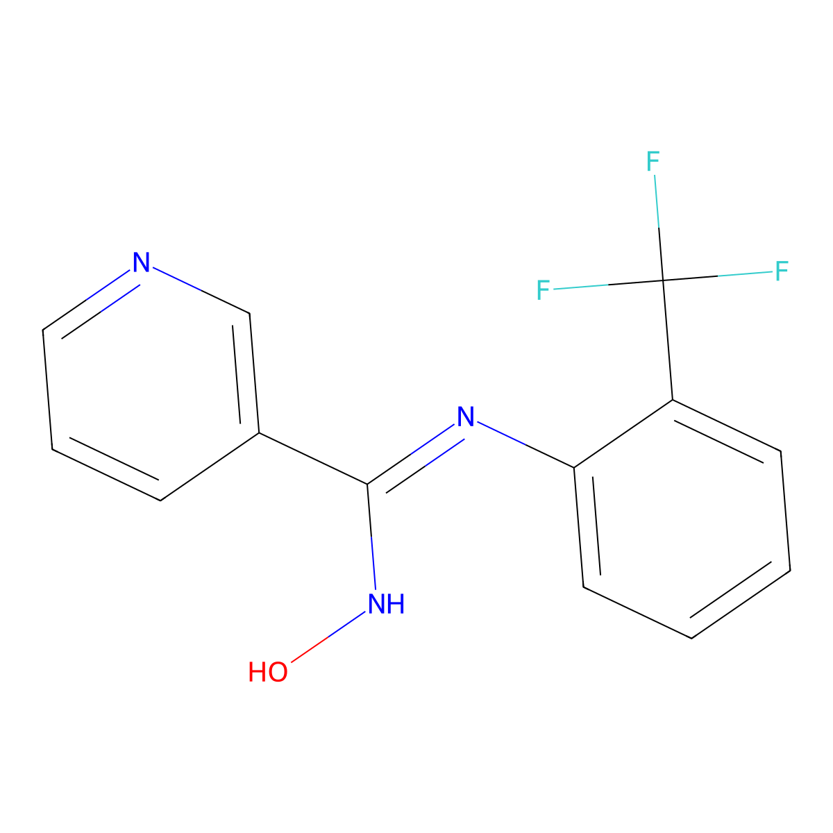 N-hydroxy-N'-(2-(trifluoromethyl)phenyl)pyridine-3-carboximidamide molecular structure, CAS 288246-53-7