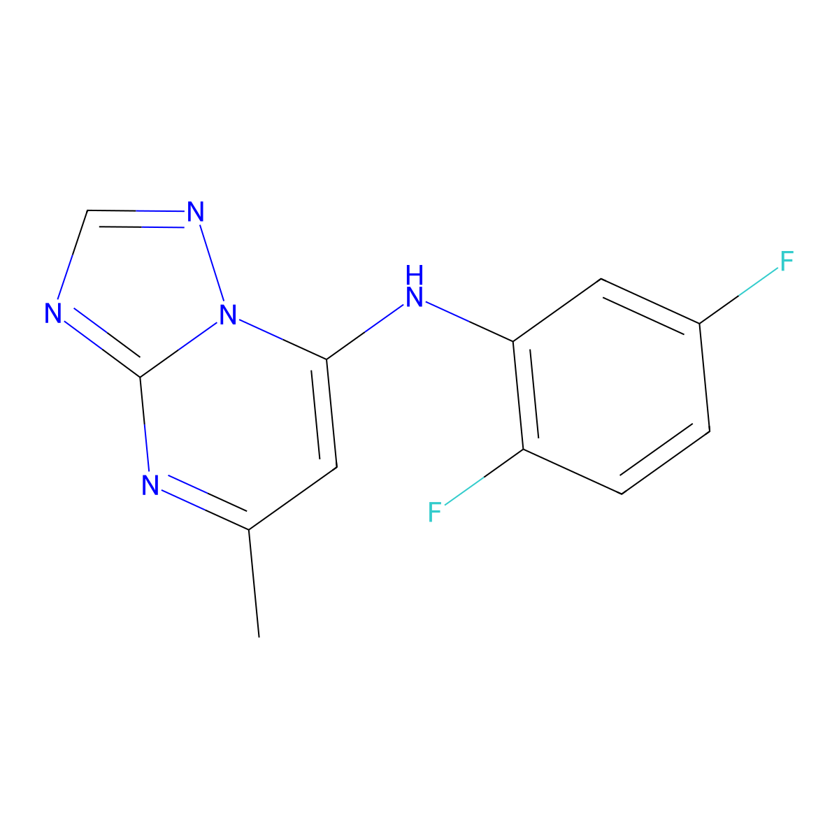 N-(2,5-difluorophenyl)-5-methyl-[1,2,4]triazolo[1,5-a]pyrimidin-7-amine molecular structure, CAS 28825-19-6