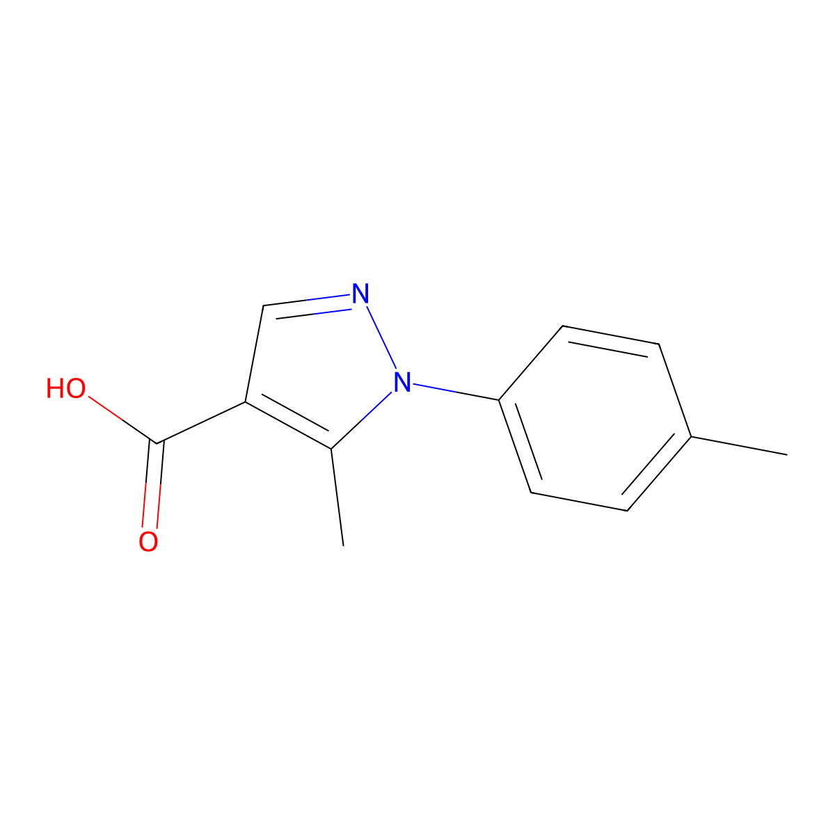 5-methyl-1-(4-methylphenyl)-1H-pyrazole-4-carboxylic acid molecular structure, CAS 288251-47-8