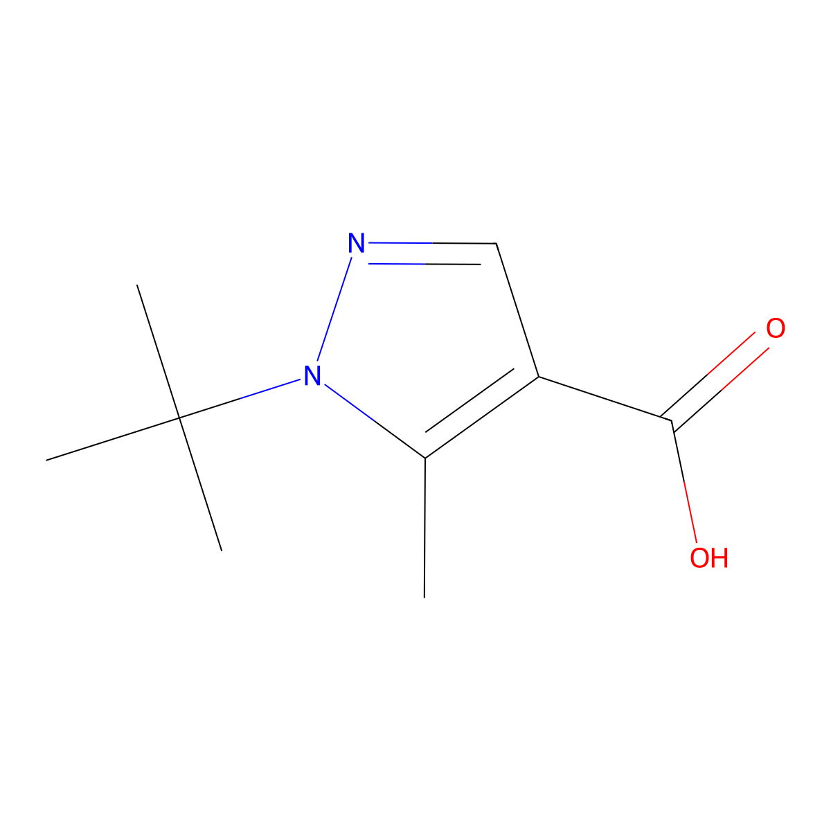1-tert-butyl-5-methyl-1H-pyrazole-4-carboxylic acid molecular structure, CAS 288251-51-4
