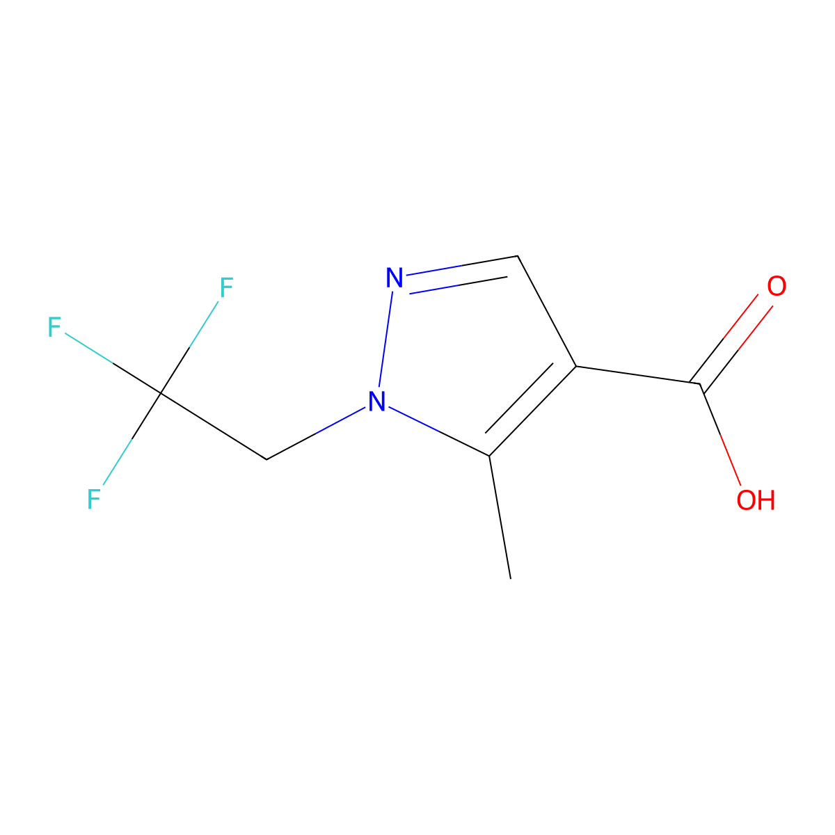 5-methyl-1-(2,2,2-trifluoroethyl)-1H-pyrazole-4-carboxylic acid molecular structure, CAS 288251-53-6