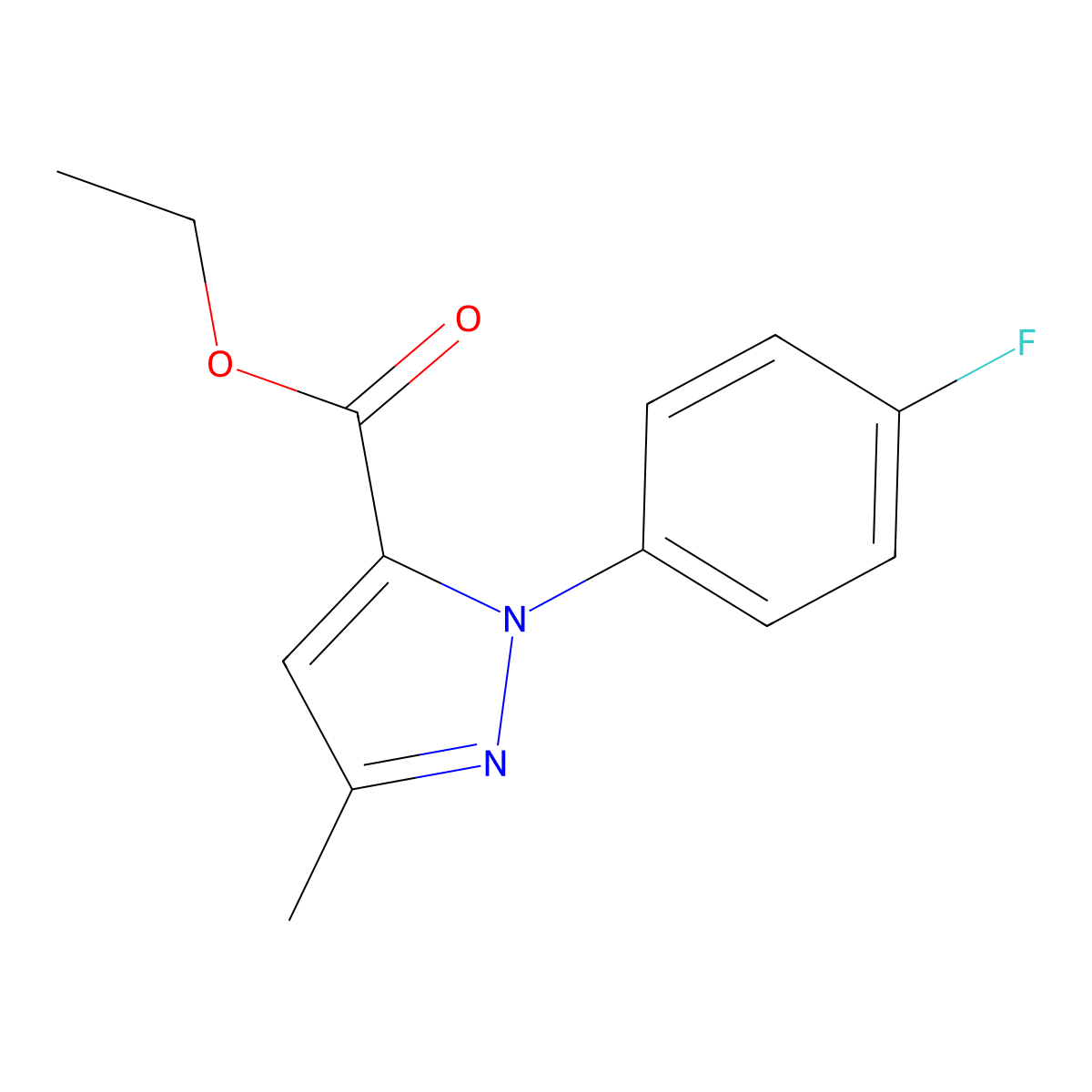 ethyl 1-(4-fluorophenyl)-3-methyl-1H-pyrazole-5-carboxylate molecular structure, CAS 288251-64-9