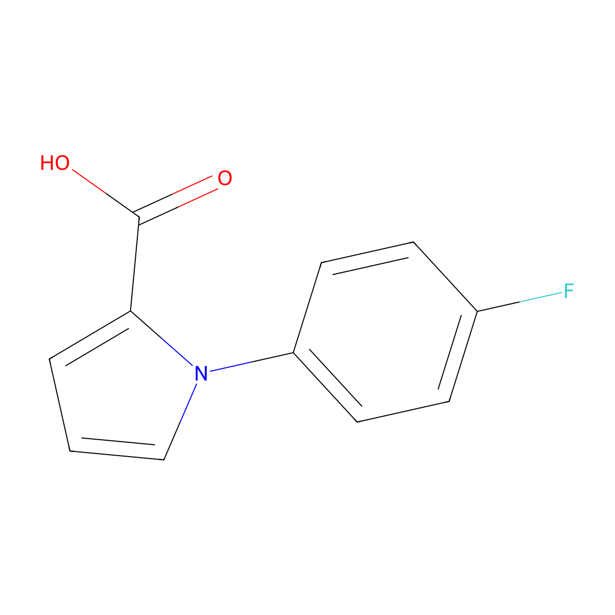 1-(4-fluorophenyl)-1H-pyrrole-2-carboxylic acid molecular structure, CAS 288251-67-2
