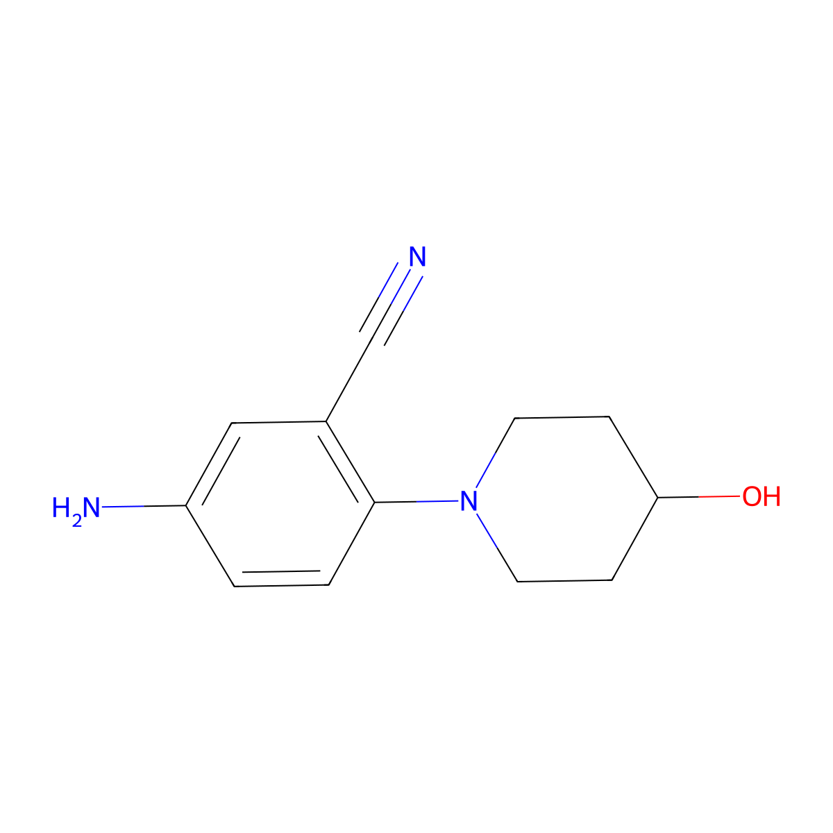 5-Amino-2-(4-hydroxypiperidin-1-yl)benzonitrile molecular structure, CAS 288251-78-5