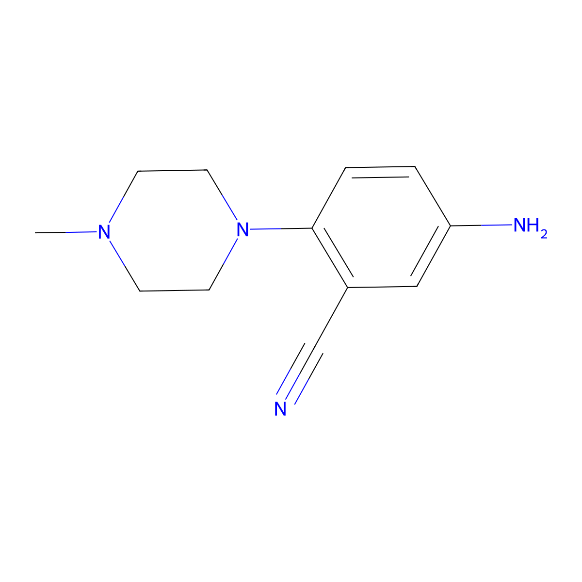 5-Amino-2-(4-methylpiperazin-1-yl)benzonitrile molecular structure, CAS 288251-82-1