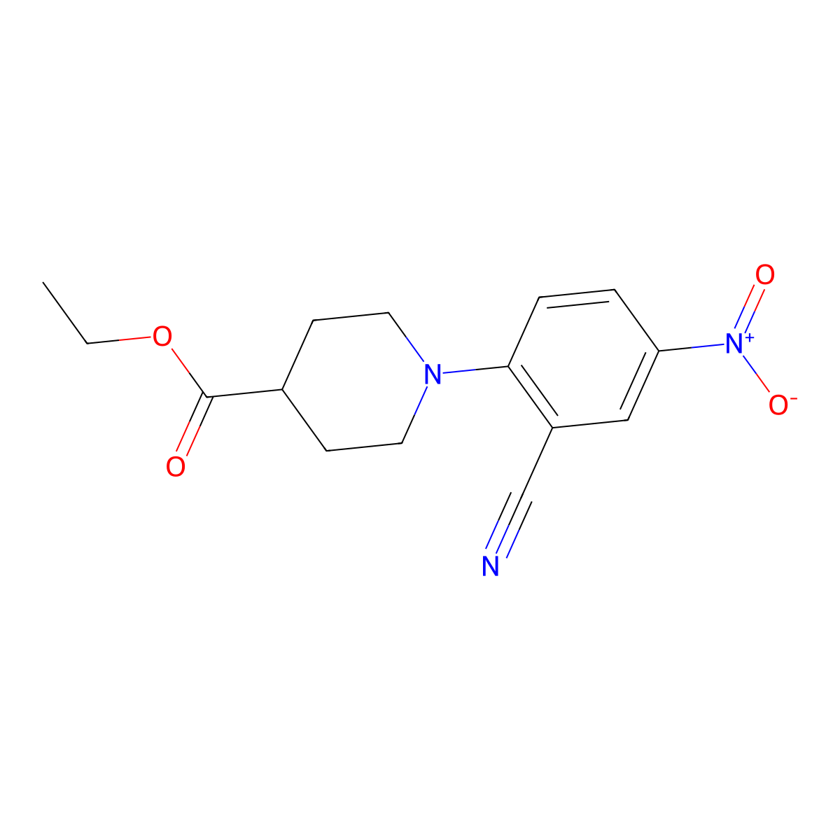 Ethyl 1-(2-cyano-4-nitrophenyl)piperidine-4-carboxylate molecular structure, CAS 288251-84-3