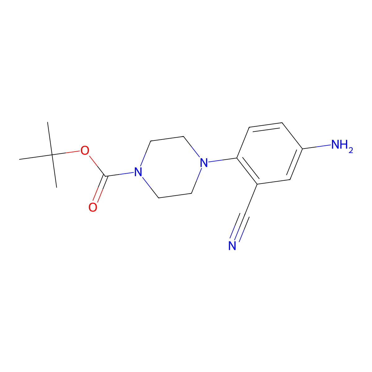 tert-Butyl 4-(4-amino-2-cyanophenyl)piperazine-1-carboxylate molecular structure, CAS 288251-85-4
