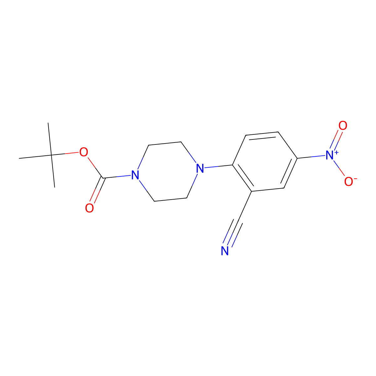 tert-Butyl 4-(2-cyano-4-nitrophenyl)piperazine-1-carboxylate molecular structure, CAS 288251-87-6