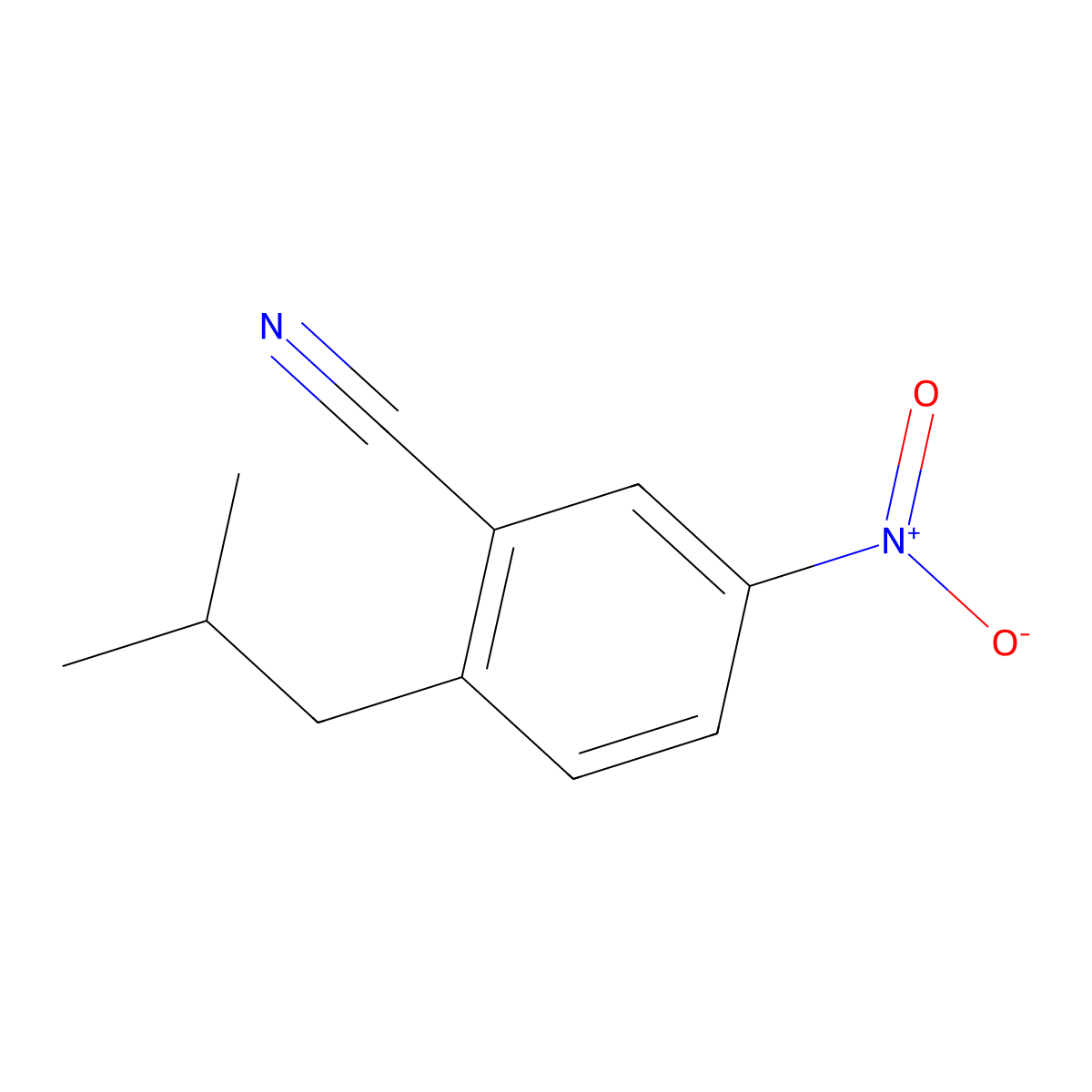 2-Isobutyl-5-nitrobenzonitrile molecular structure, CAS 288251-96-7
