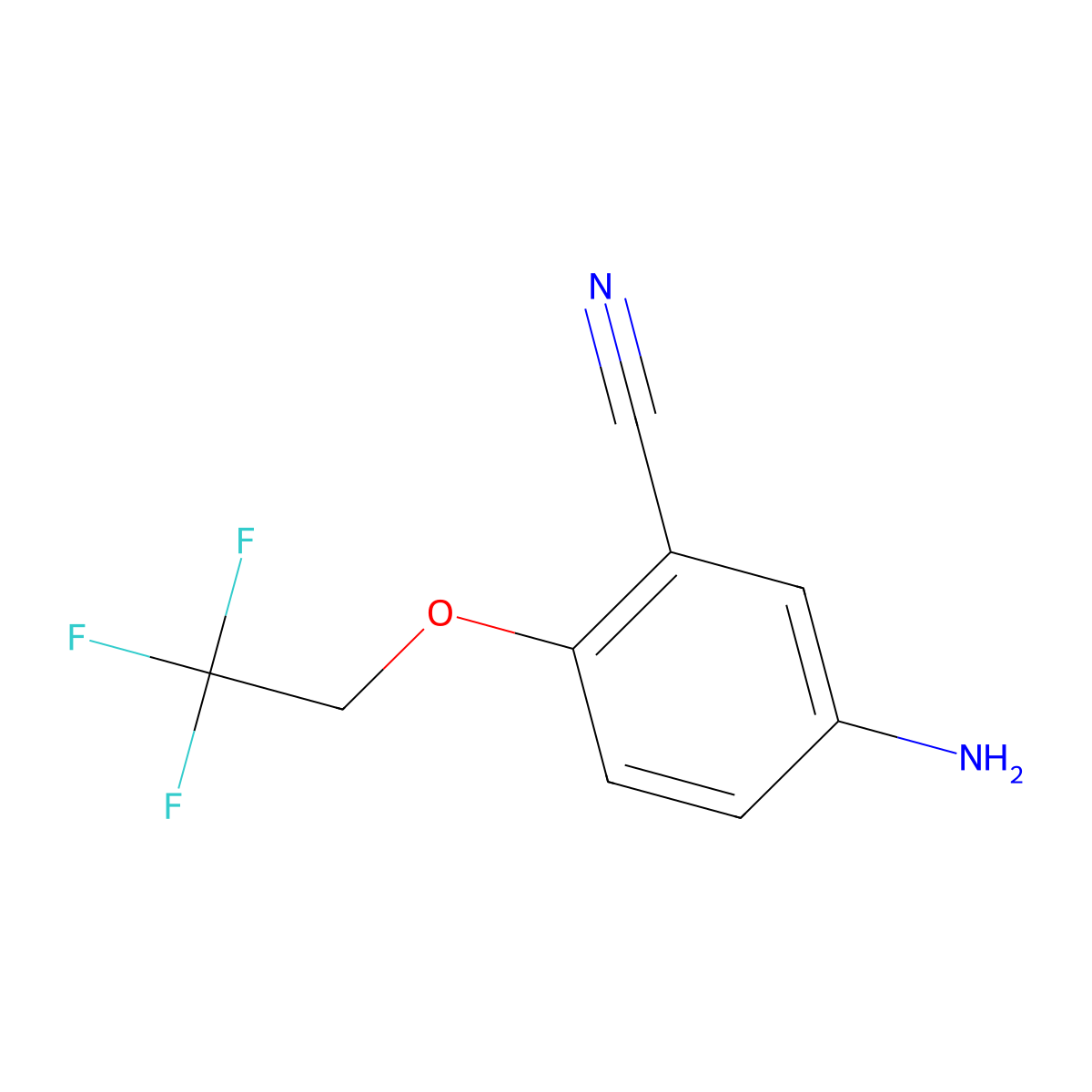 5-Amino-2-(2,2,2-trifluoroethoxy)benzonitrile molecular structure, CAS 288252-08-4