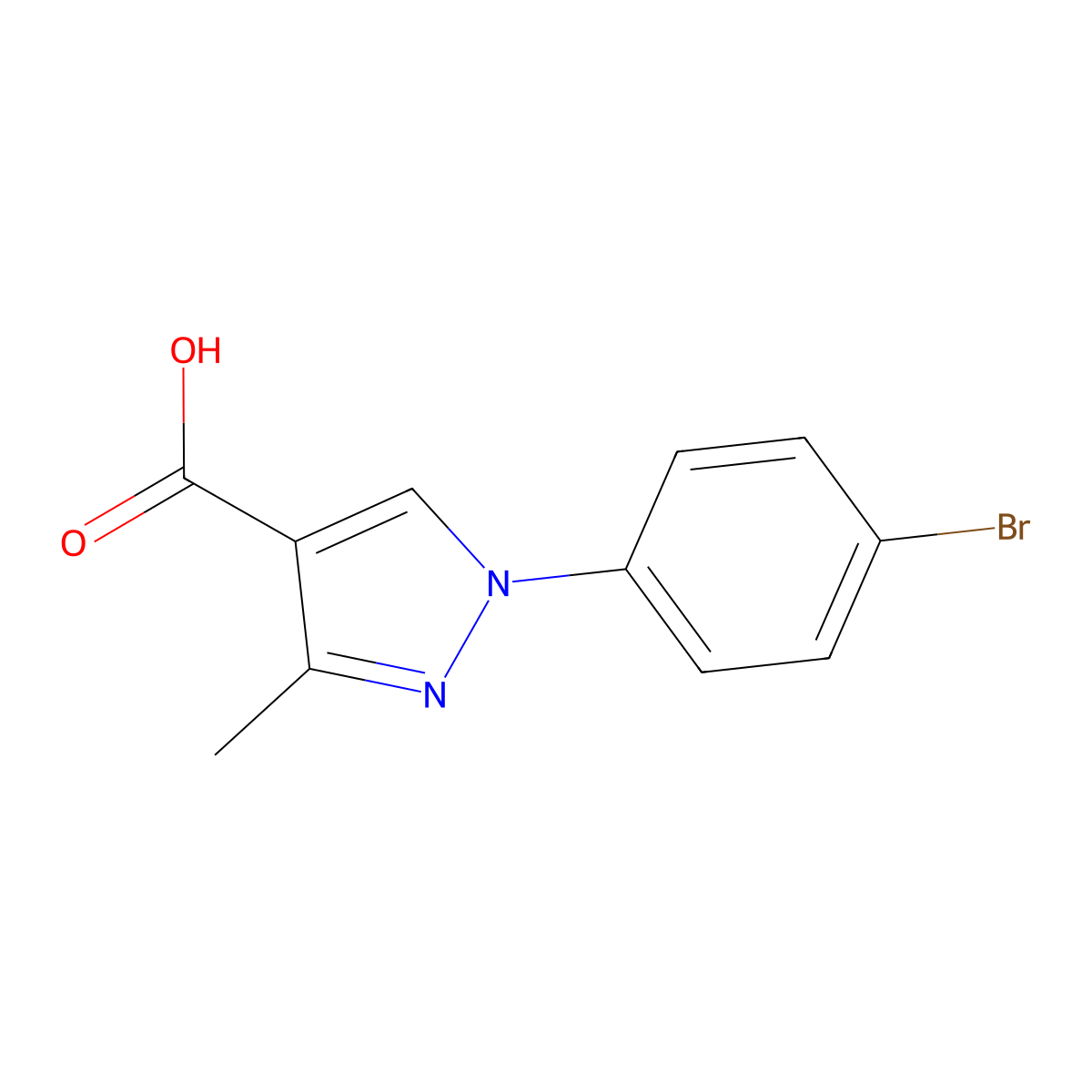 1-(4-bromophenyl)-3-methyl-1H-pyrazole-4-carboxylic acid molecular structure, CAS 288252-18-6