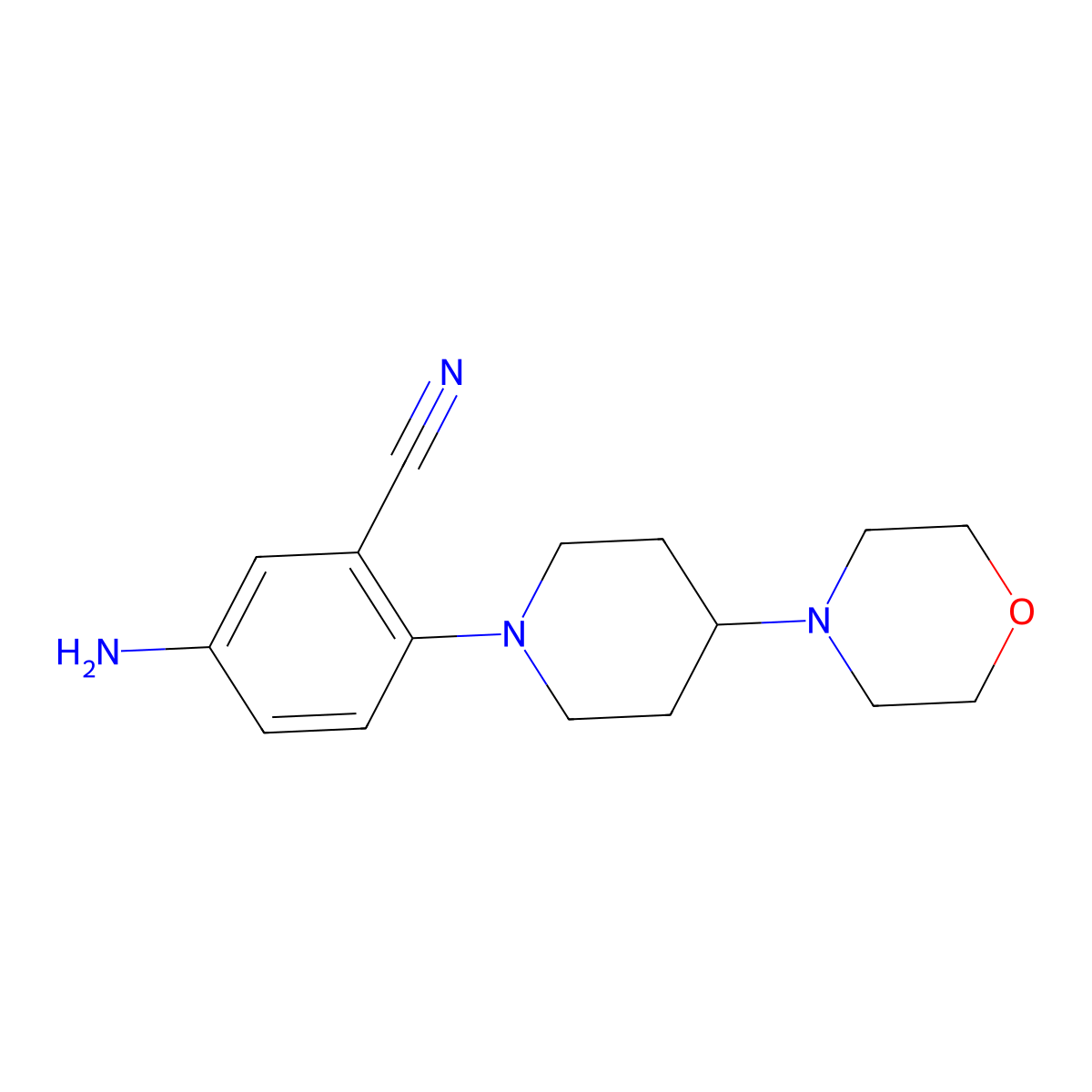5-Amino-2-(4-morpholinopiperidin-1-yl)benzonitrile molecular structure, CAS 288252-22-2