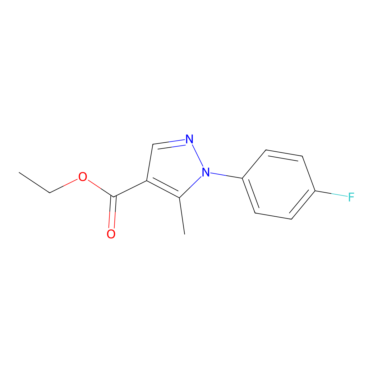 Ethyl 1-(4-fluorophenyl)-5-methyl-1H-pyrazole-4-carboxylate molecular structure, CAS 288252-73-3