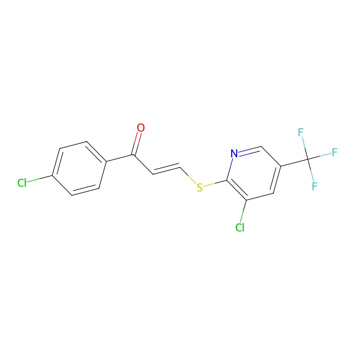 1-(4-Chlorophenyl)-3-{[3-chloro-5-(trifluoromethyl)-2-pyridinyl]sulfanyl}-2-propen-1-one molecular structure, CAS 288270-43-9